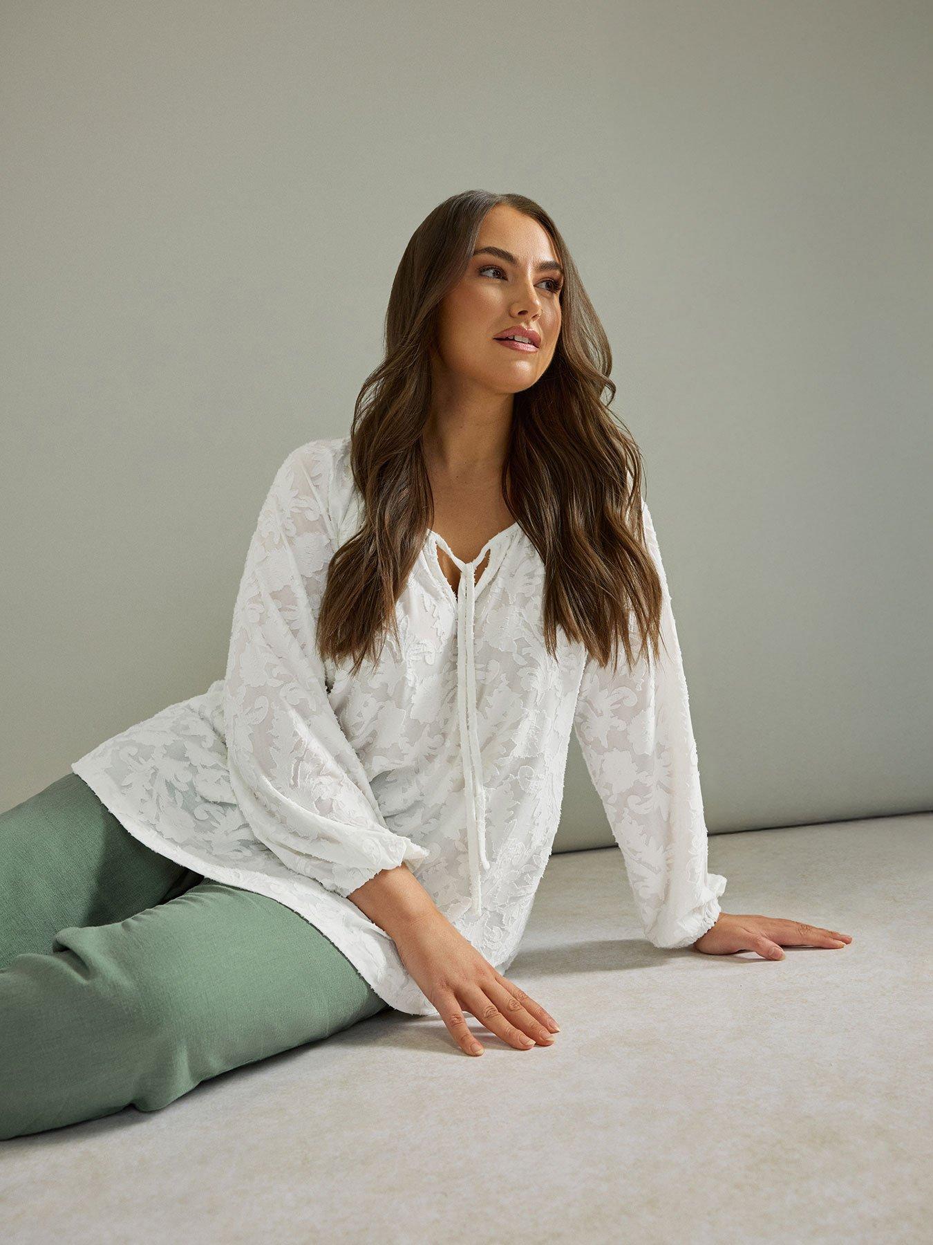 Image 1 of 4 of Evans Burnout Jersey Top - Ivory