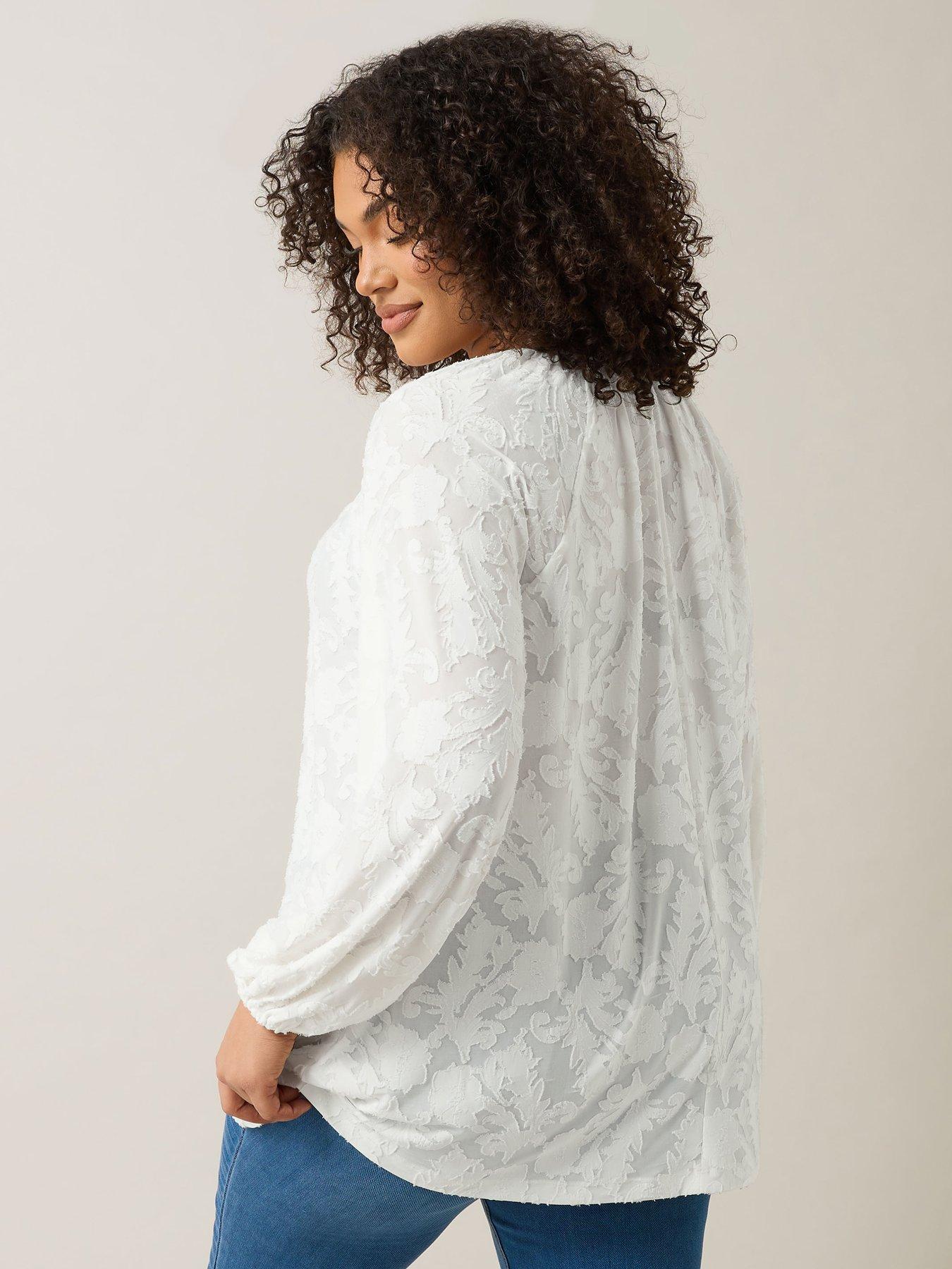 Image 2 of 4 of Evans Burnout Jersey Top - Ivory