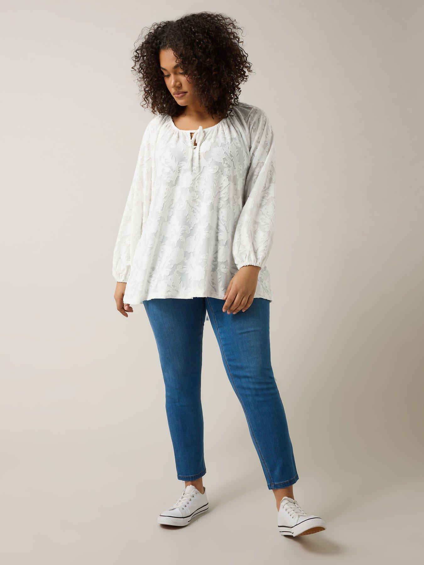 Image 3 of 4 of Evans Burnout Jersey Top - Ivory