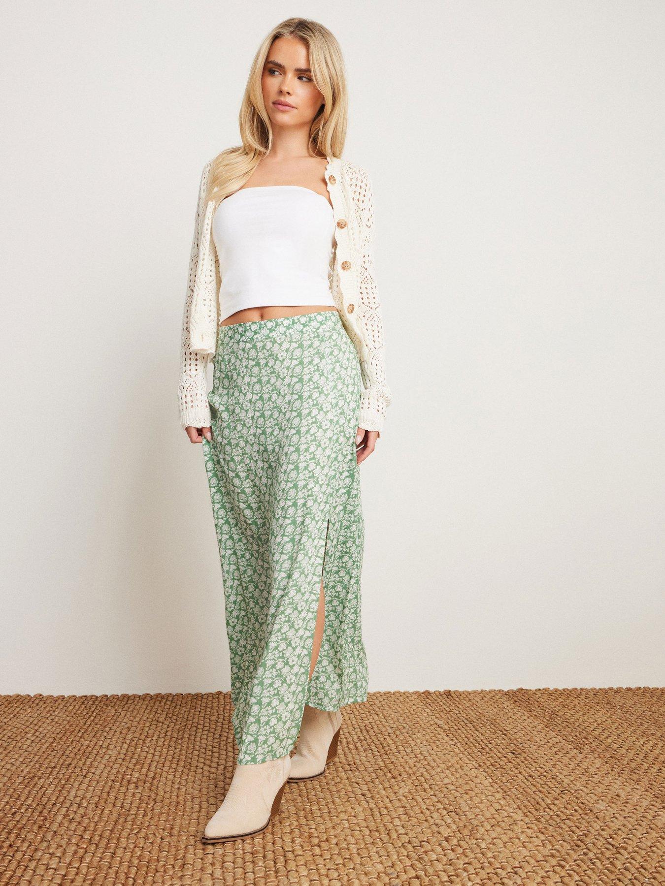  image of pixiegirl-petite-floral-a-line-split-maxi-skirt