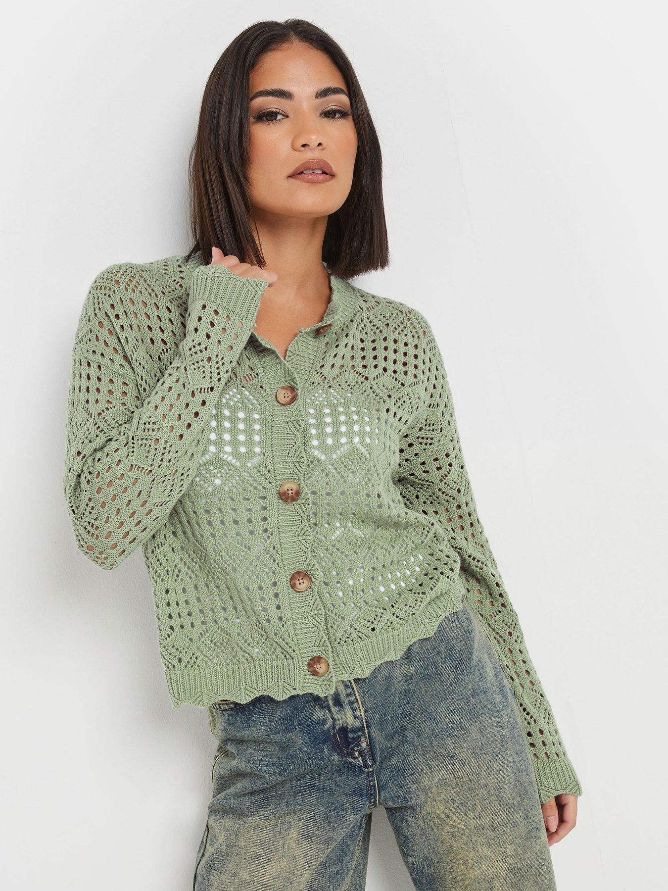 PixieGirl Petite Button Crochet Cardigan