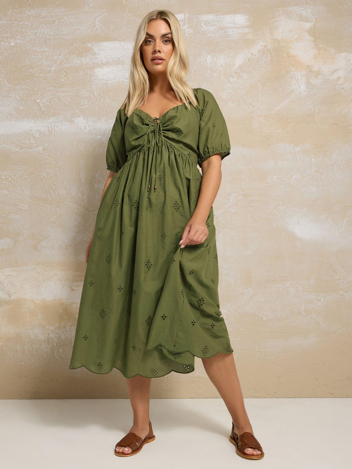 undefined Curve Broderie Dress - Green