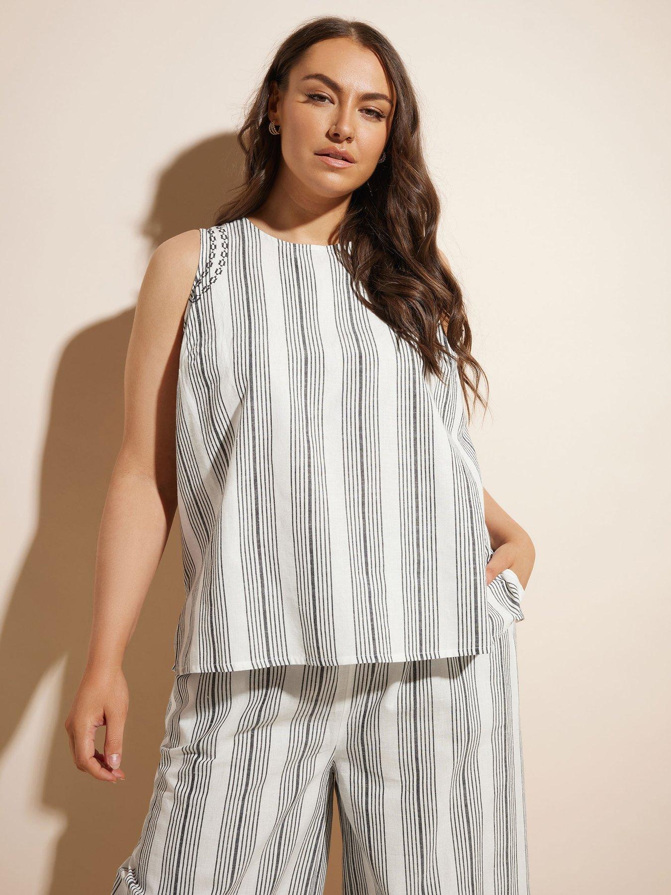  image of yours-curve-stripe-linen-embroidered-vest