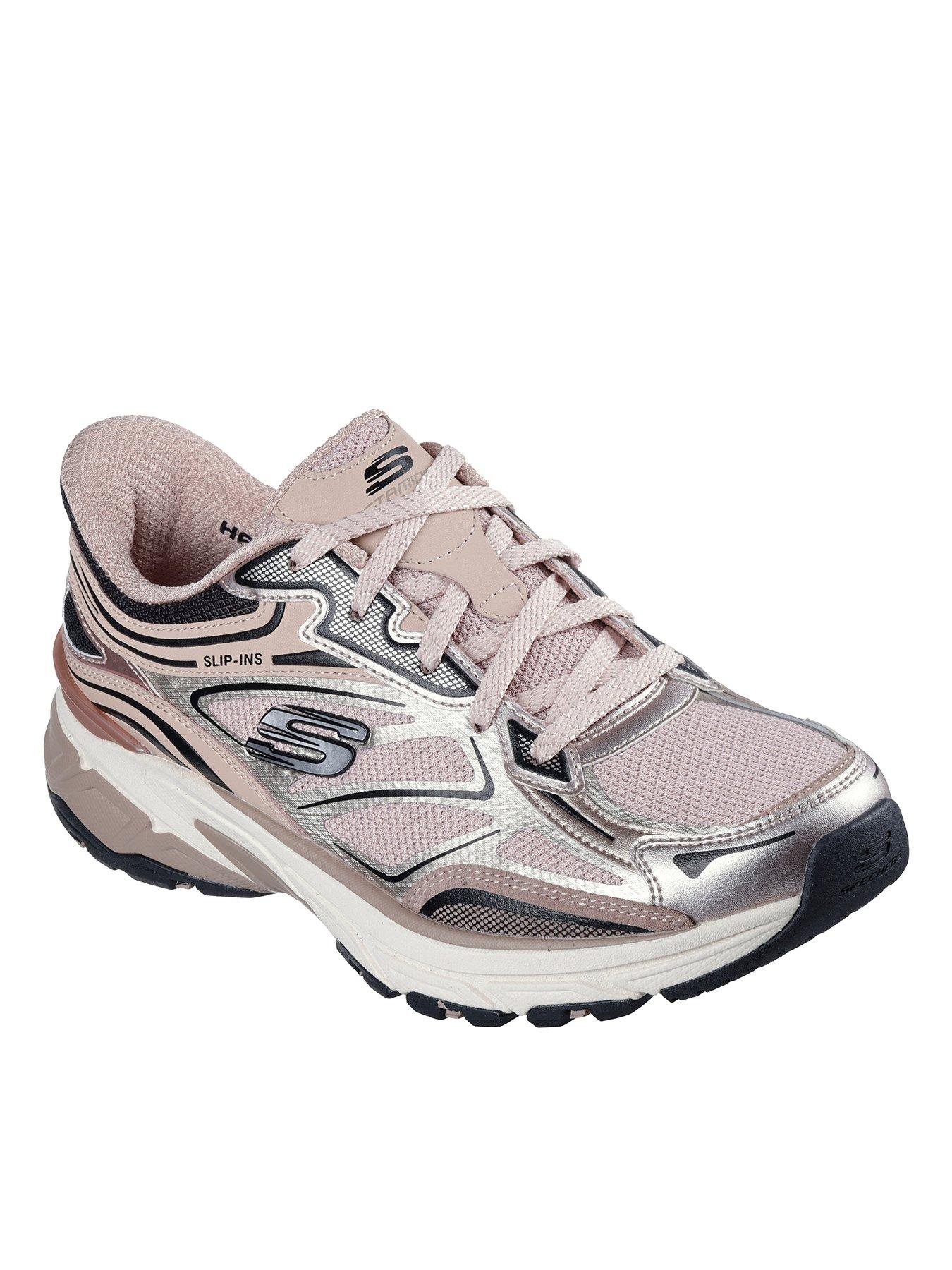 stillFront image of skechers-stamina-sport-slip-ins-trainer-rose-gold-duraleather-pink
