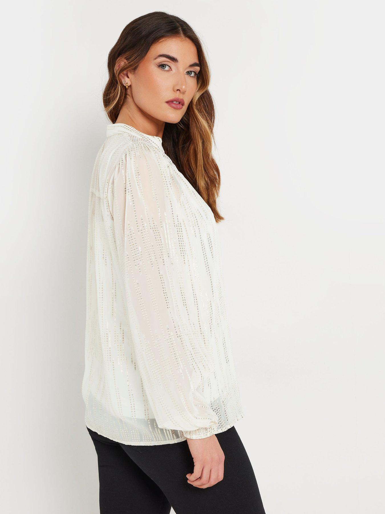  image of long-tall-sally-jacquard-blouse-white