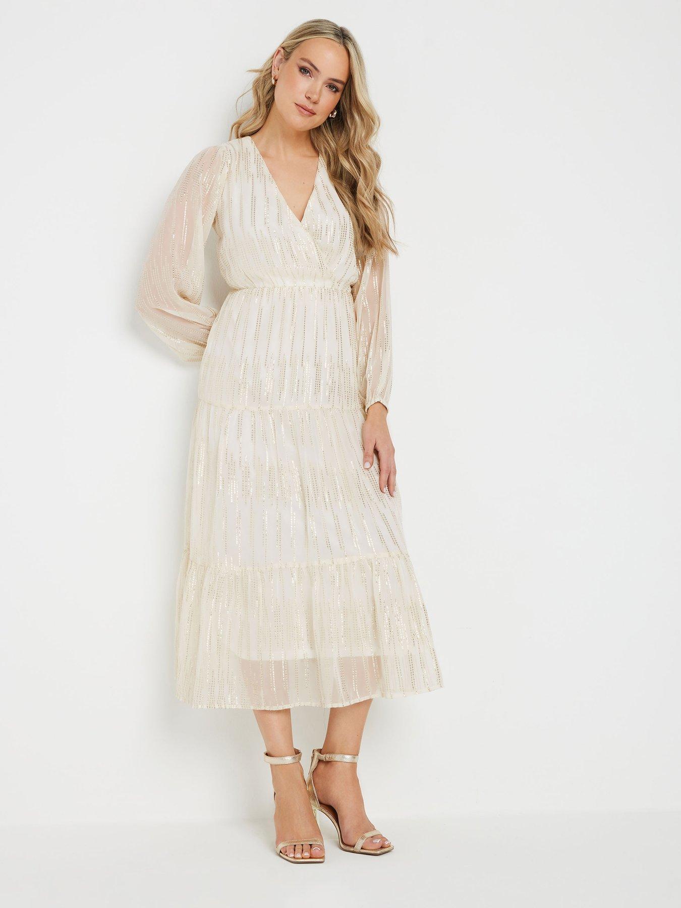 undefined Jacquard Midaxi Dress - White
