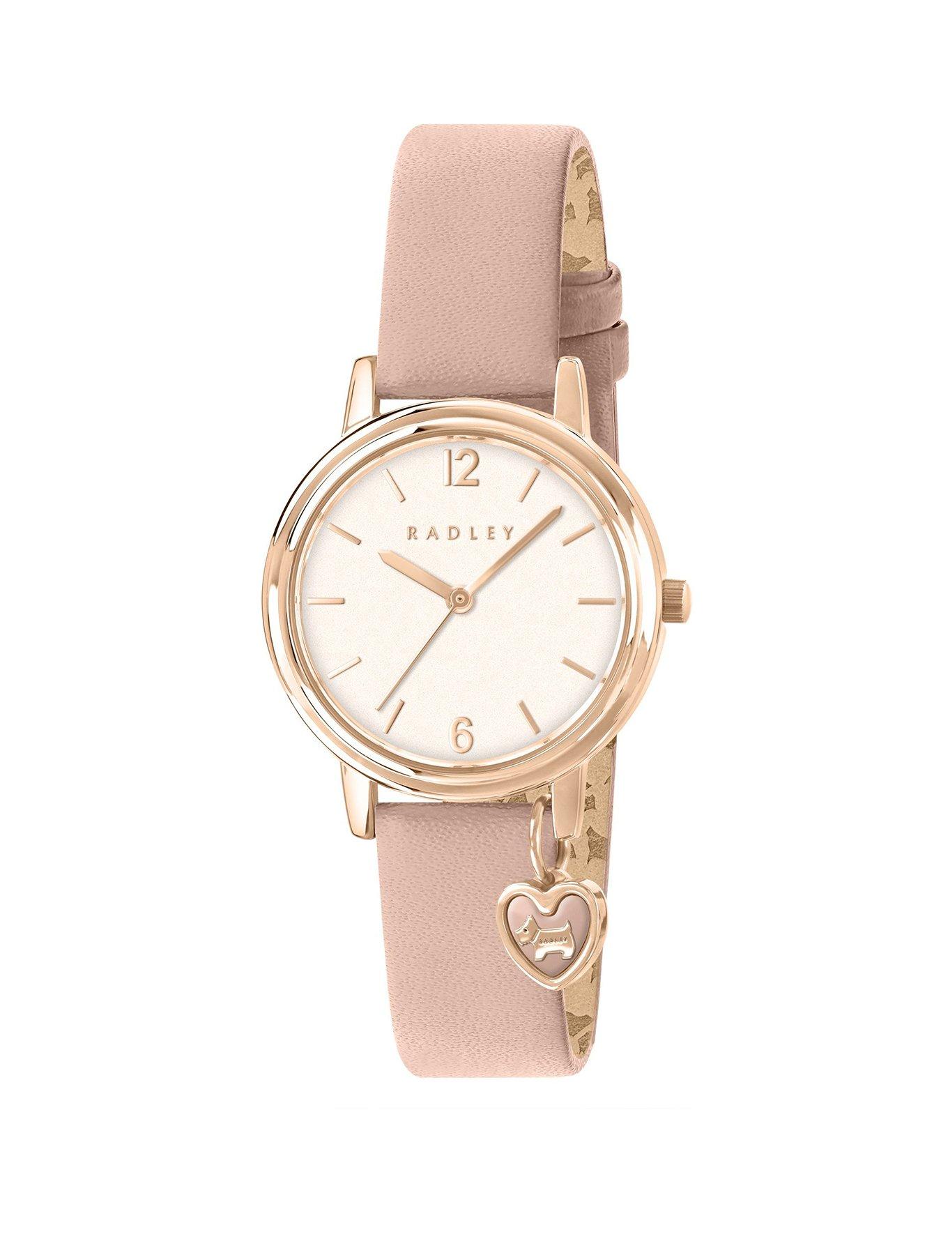  image of radley-27mm-rose-gold-plated-parfait-pink-leather-strap-with-charm