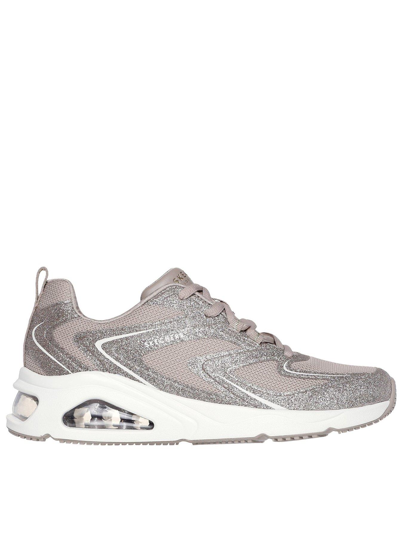  image of skechers-tres-air-uno-glit-airy-trainer-taupe