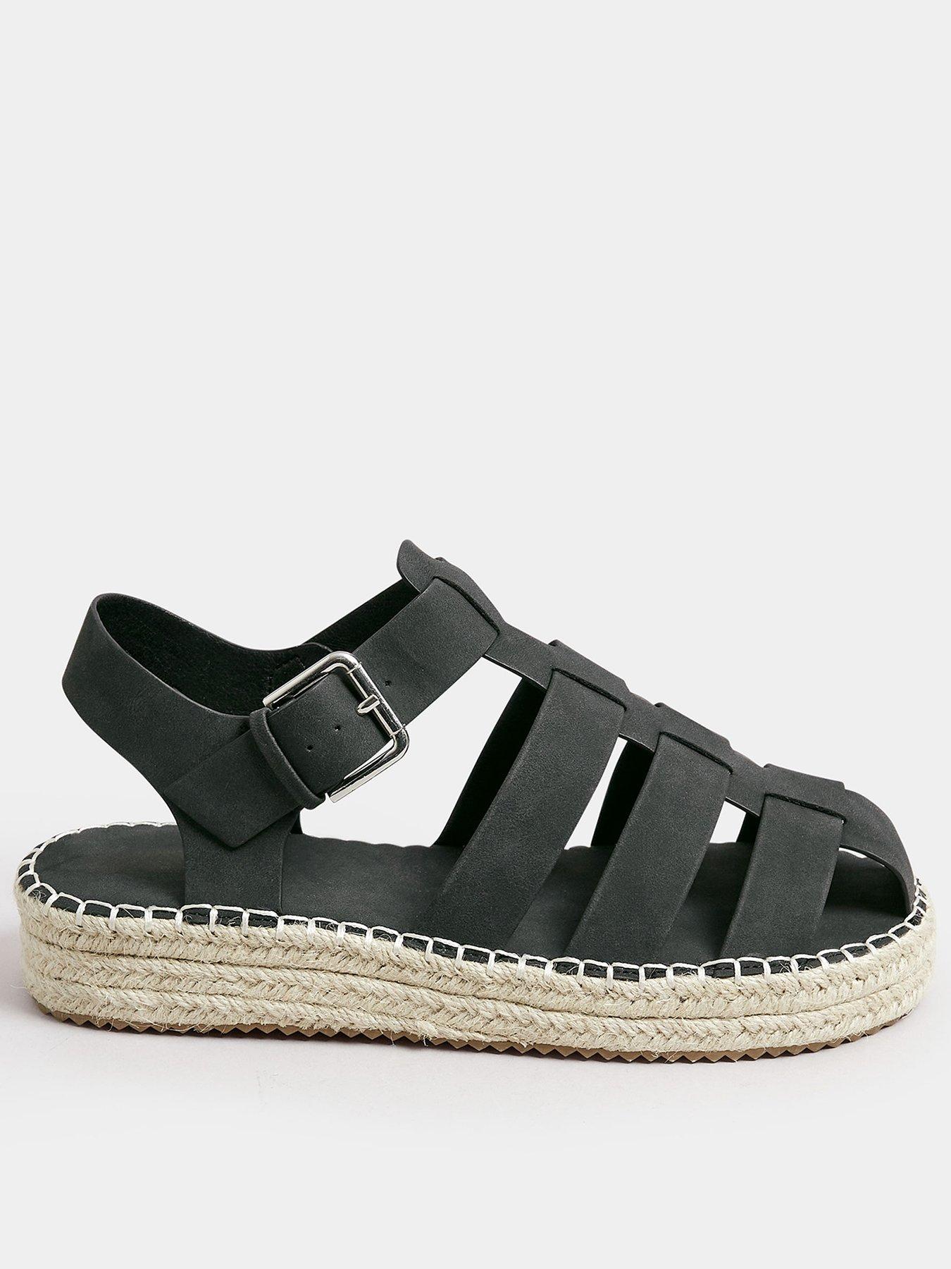 undefined Extra Wide Fit Flatform Fisherman Sandals - Black