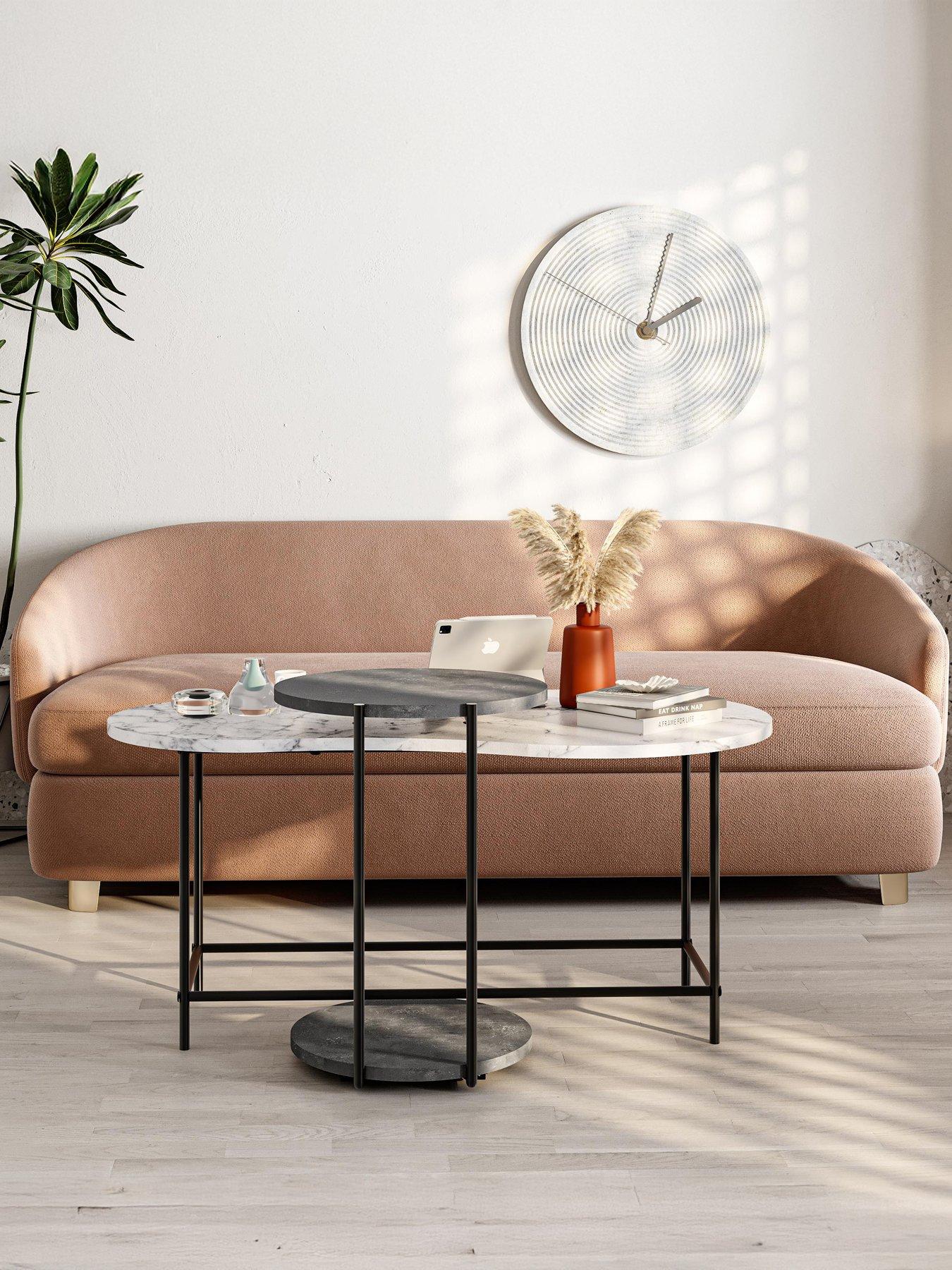 Decortie Cuddle Set Of 2 Coffee Tables - Marble/grey