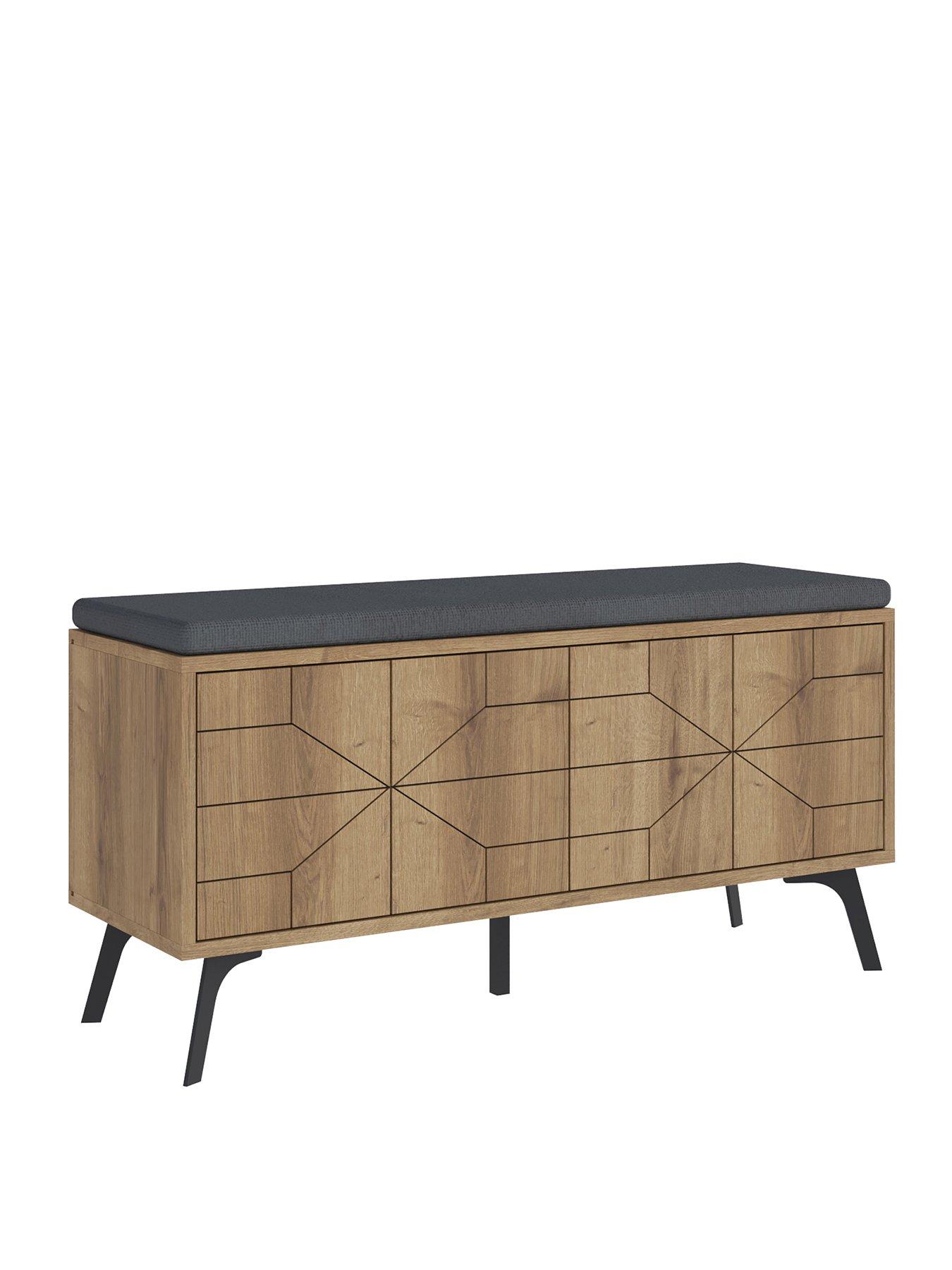 Image 2 of 6 of Decortie Dune Hallway Storage Bench - Dark Oak