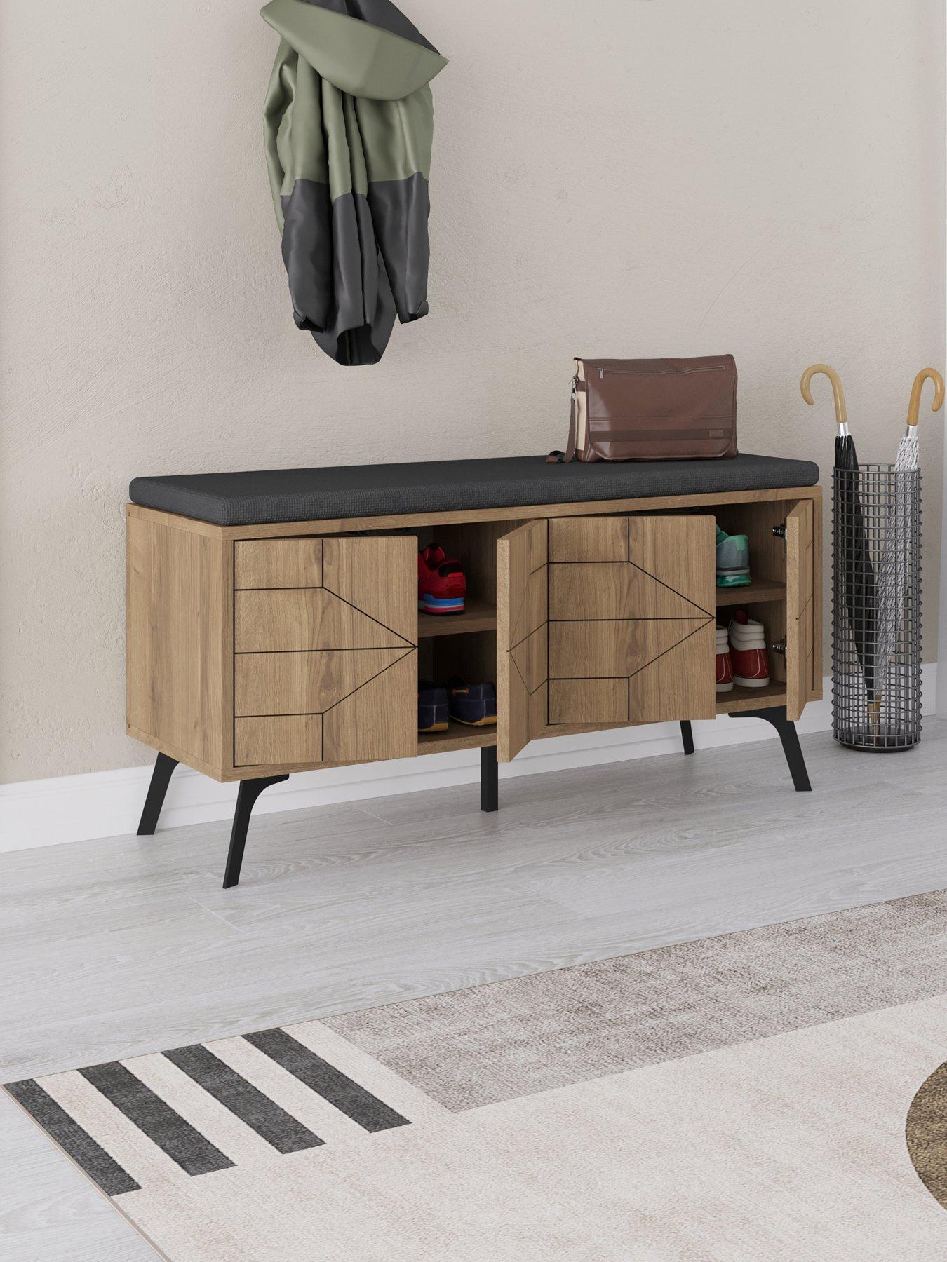Image 3 of 6 of Decortie Dune Hallway Storage Bench - Dark Oak