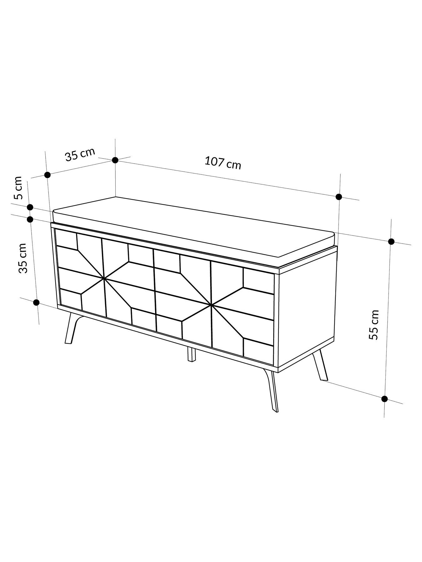 Image 5 of 6 of Decortie Dune Hallway Storage Bench - Dark Oak