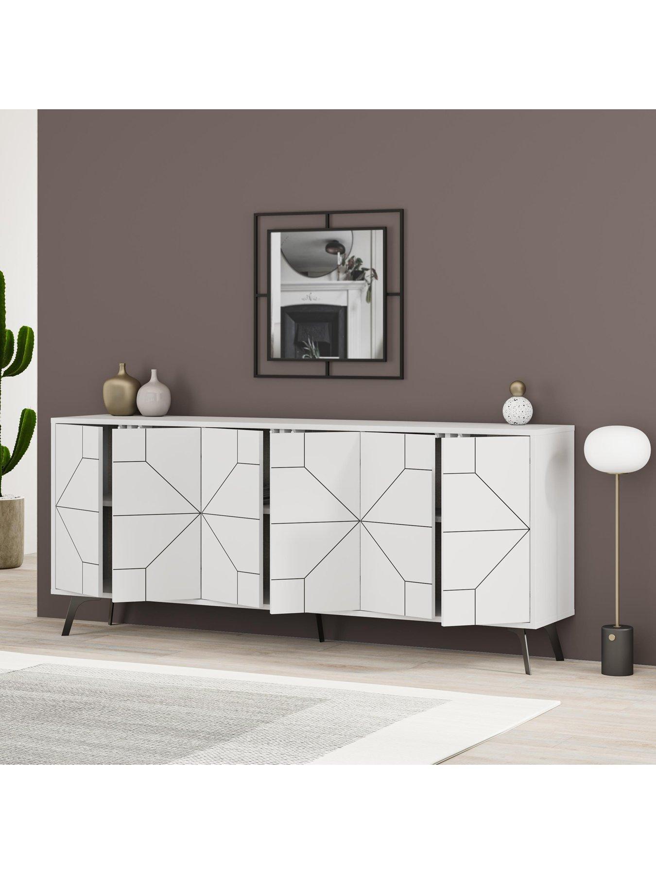 Image 4 of 8 of Decortie Dune Large 6 Door&nbsp;Sideboard - White