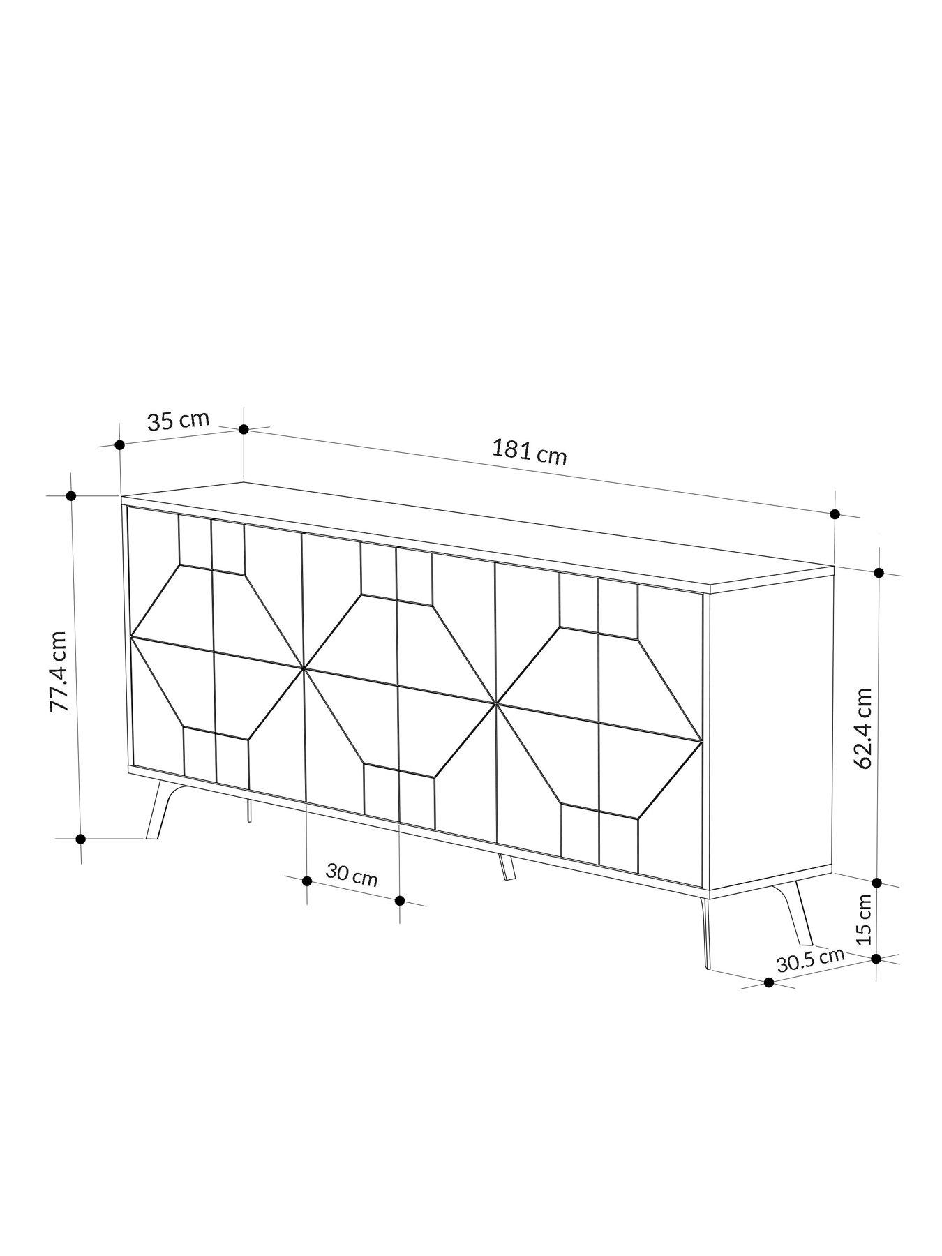 Image 6 of 8 of Decortie Dune Large 6 Door&nbsp;Sideboard - White