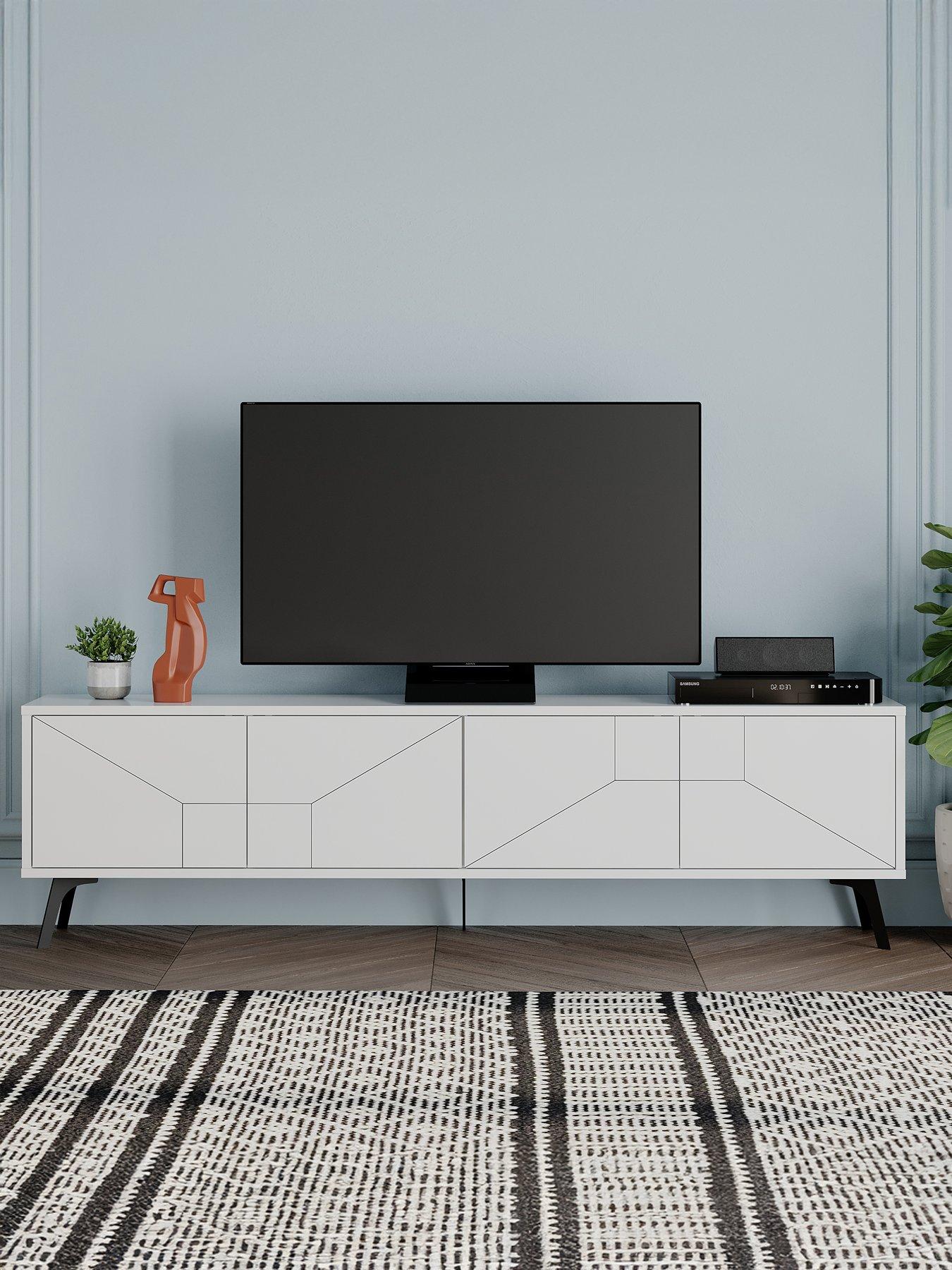 Image 1 of 7 of Decortie Dune Tv Stand - White