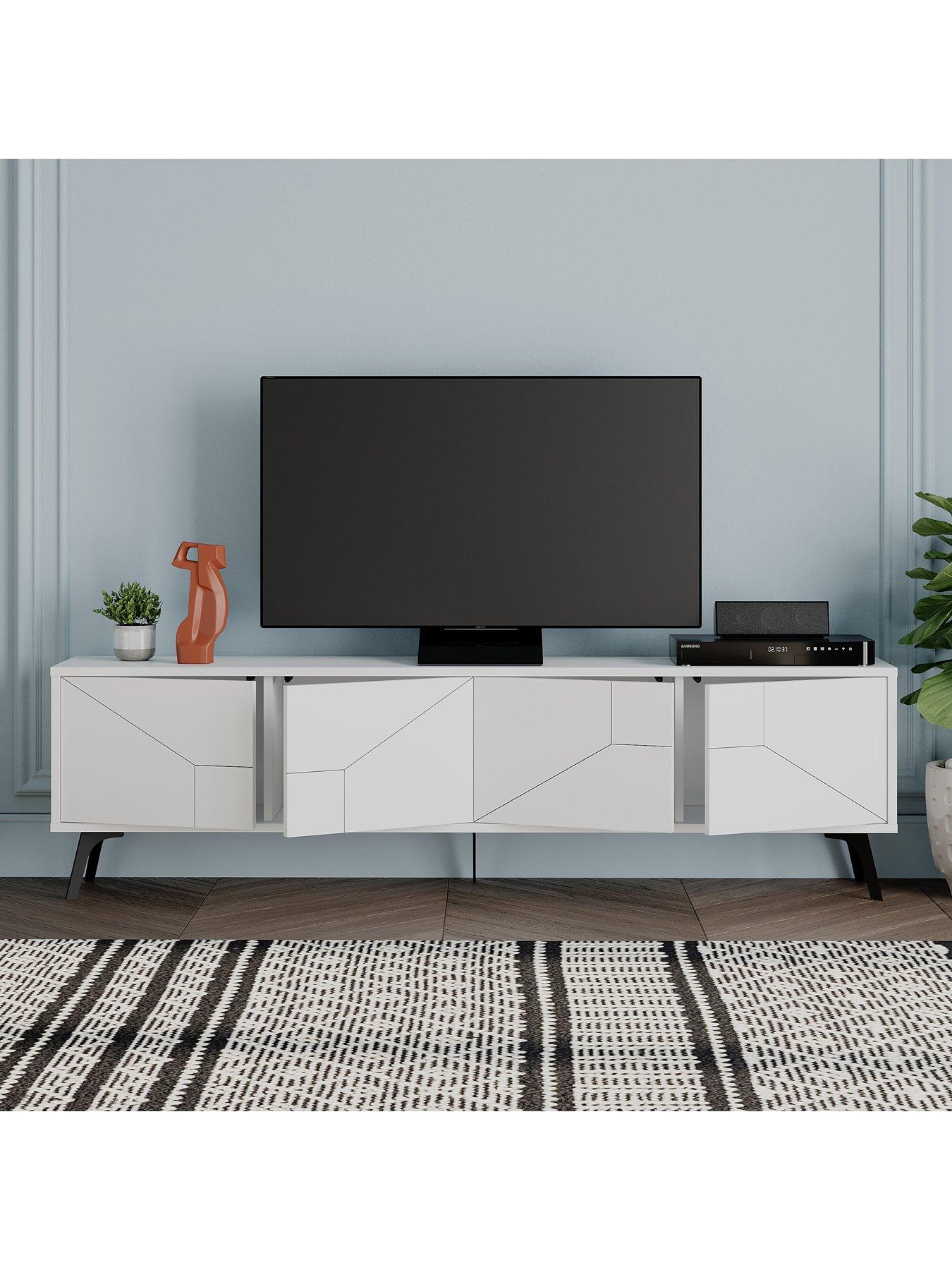 Image 4 of 7 of Decortie Dune Tv Stand - White