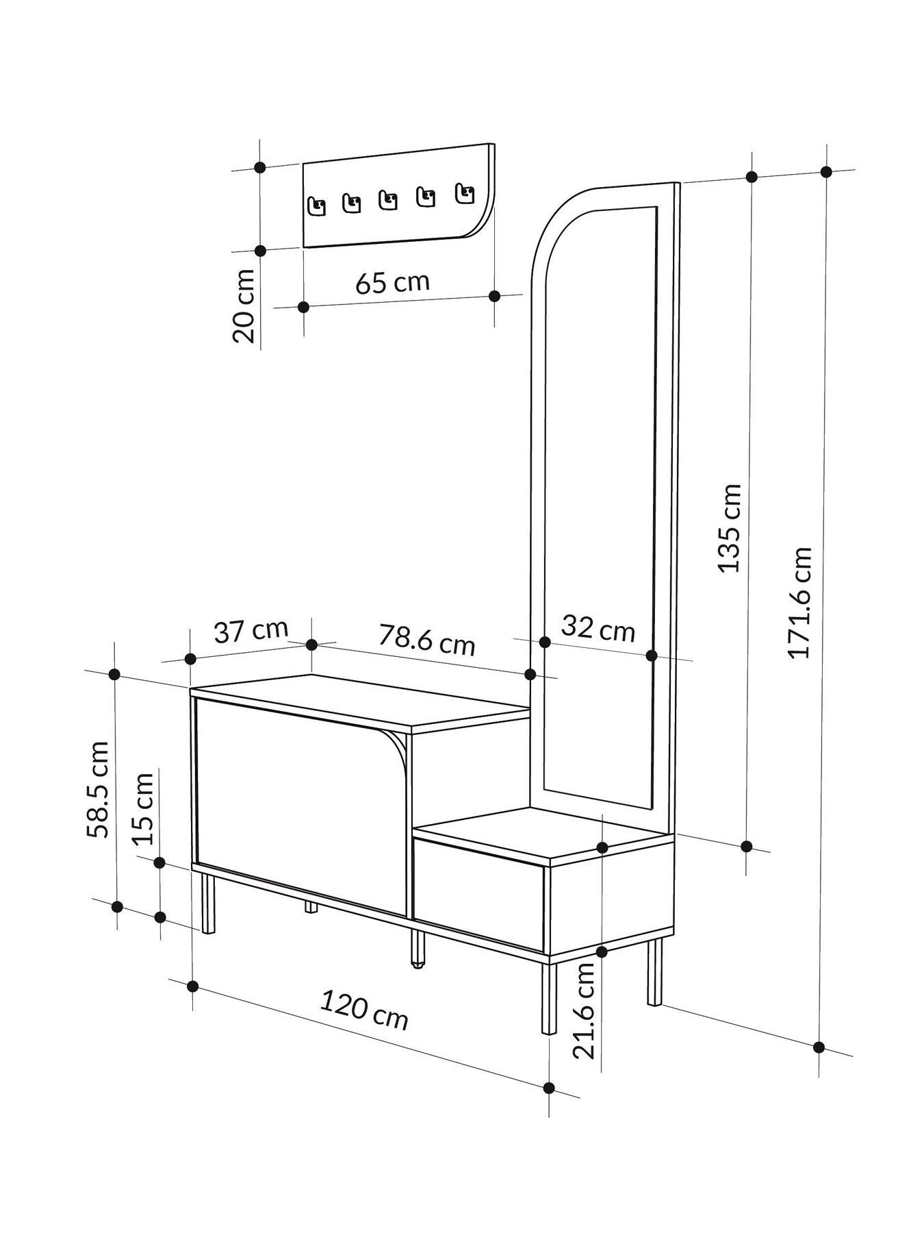  image of decortie-mila-hallway-shoe-cabinet-coat-hooks-dark-oak