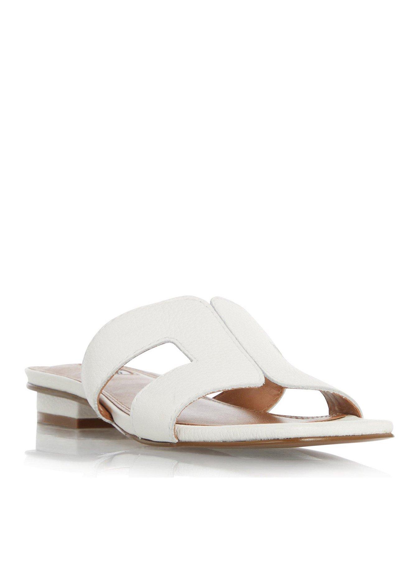  image of dune-london-loupe-leather-smart-slider-sandals-white
