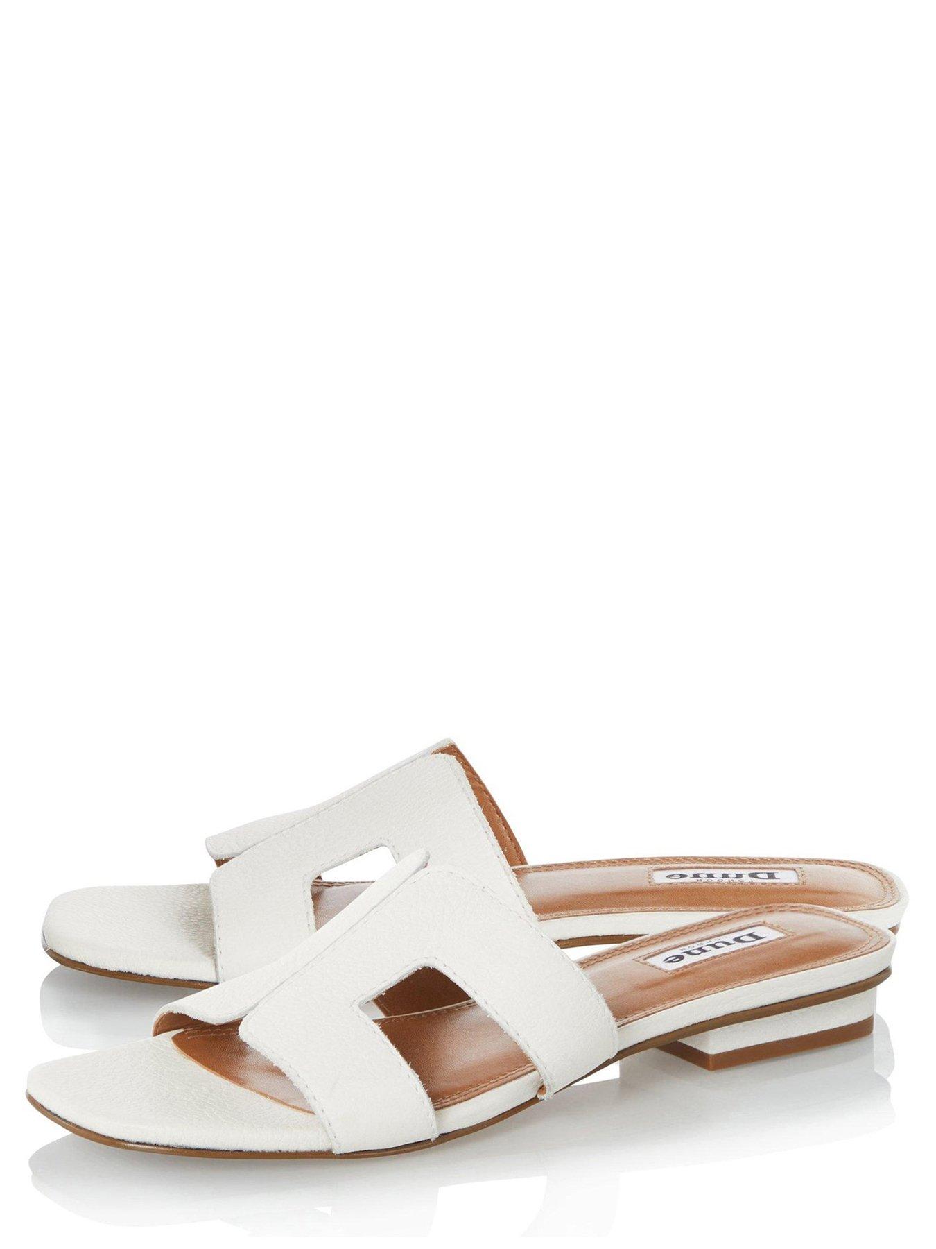  image of dune-london-loupe-leather-smart-slider-sandals-white