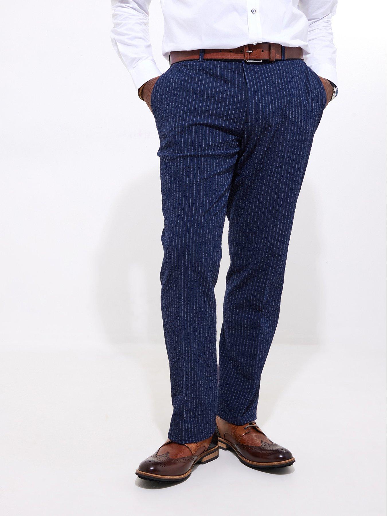  image of joe-browns-pinstripe-textured-trousers-navy