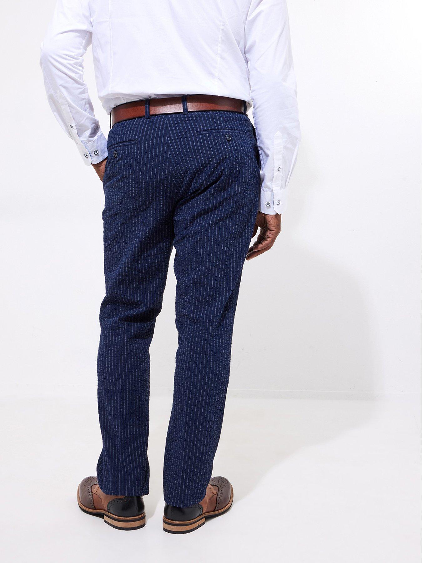  image of joe-browns-pinstripe-textured-trousers-navy