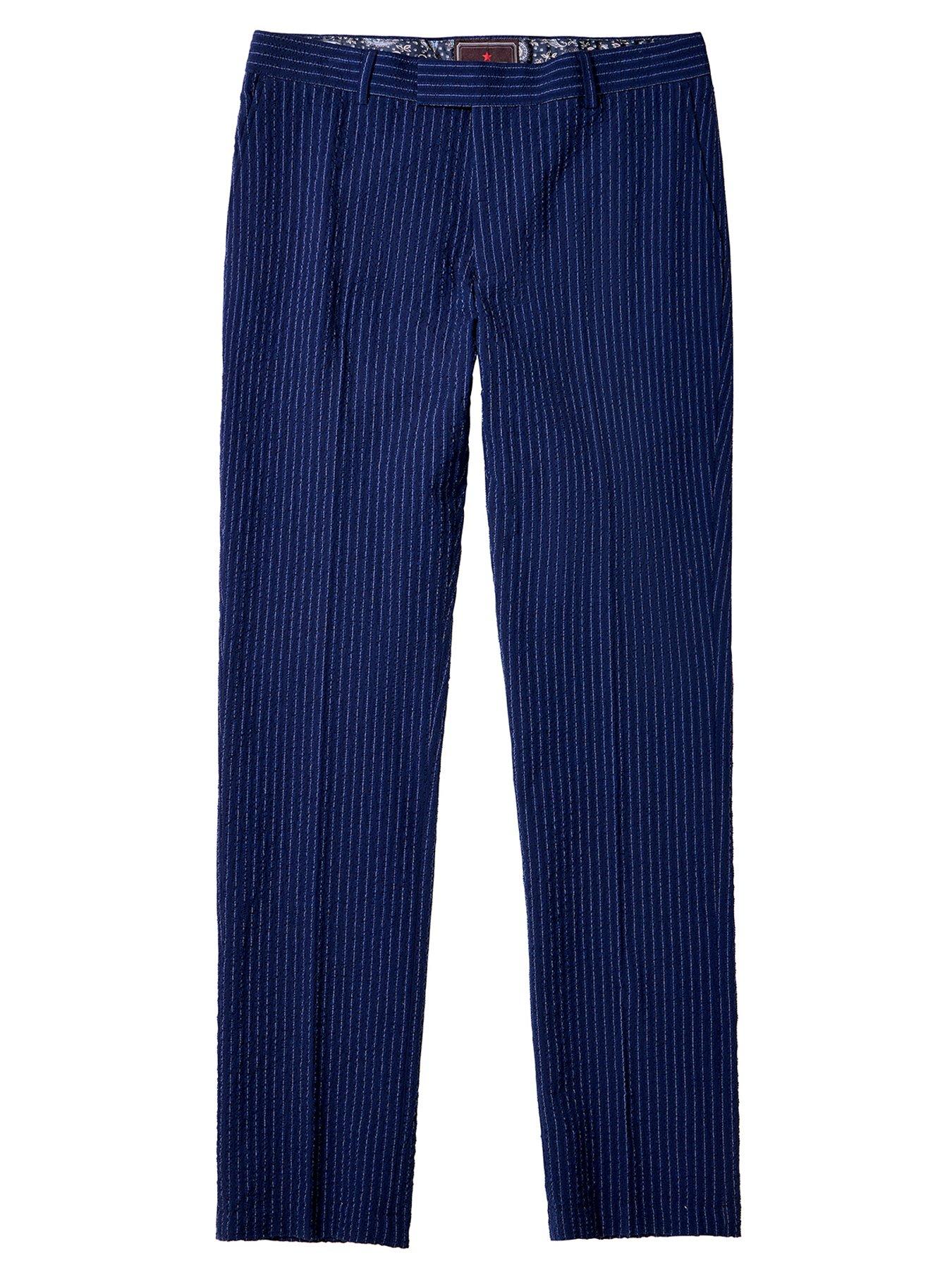  image of joe-browns-pinstripe-textured-trousers-navy