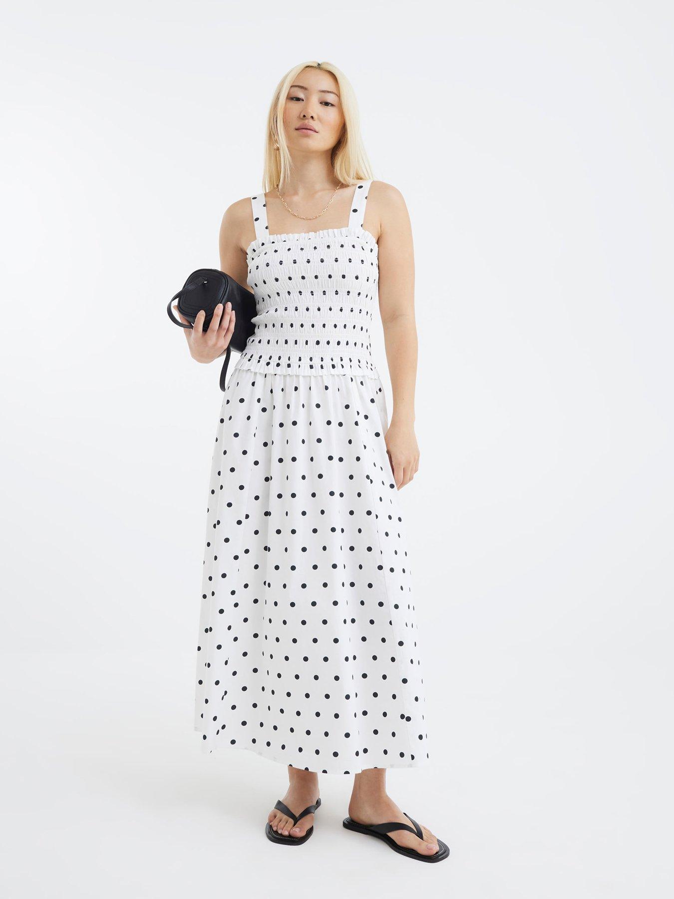 undefined Shirred Midi Dress - White