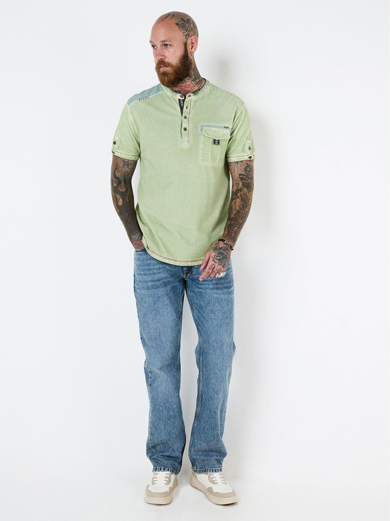 undefined Carefree Customised Green Henley T-shirt