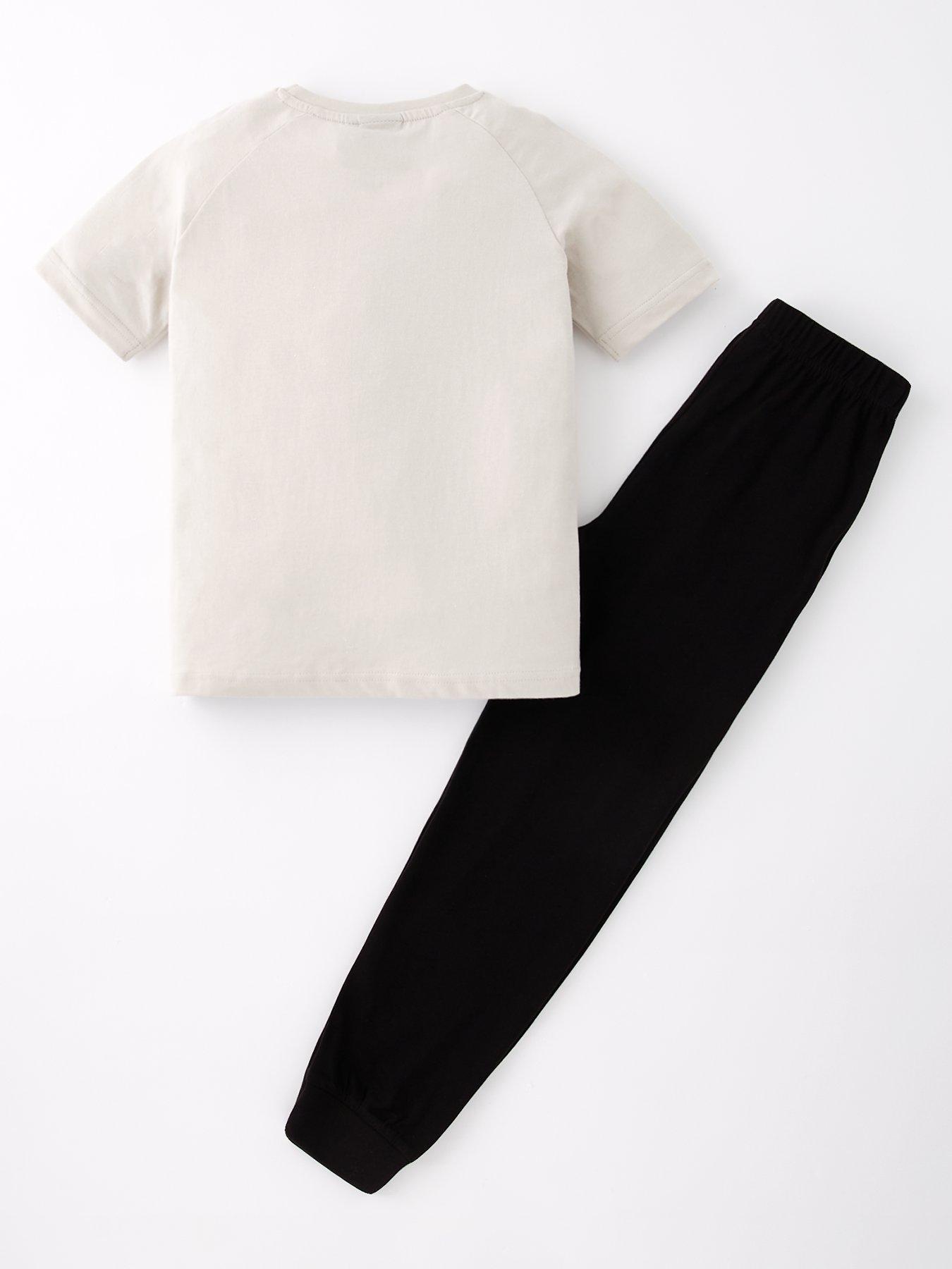 back image of newcastle-fc-football-short-sleeve-pyjamas-blackwhite