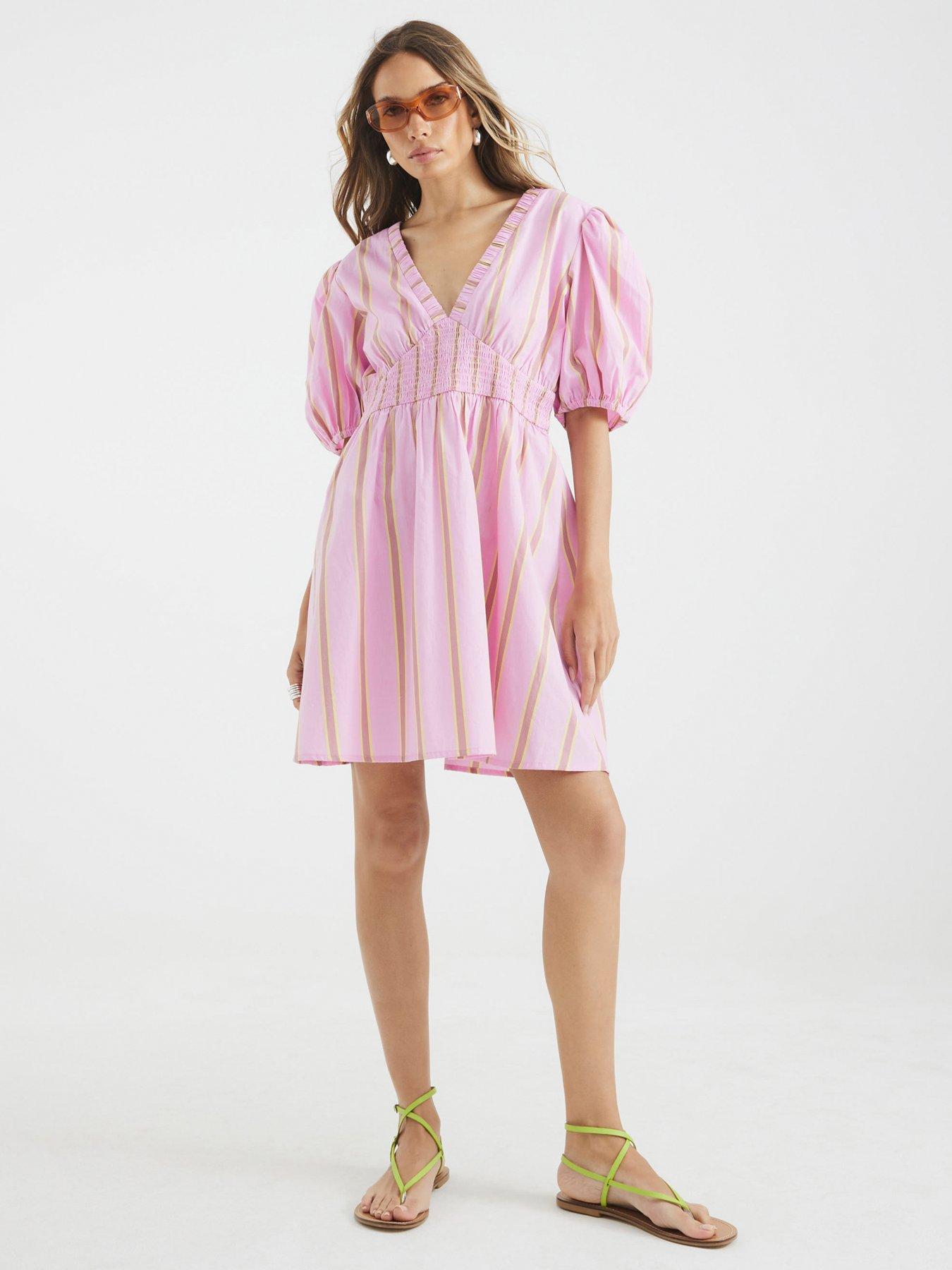 undefined Stripe Mini Dress - Pink
