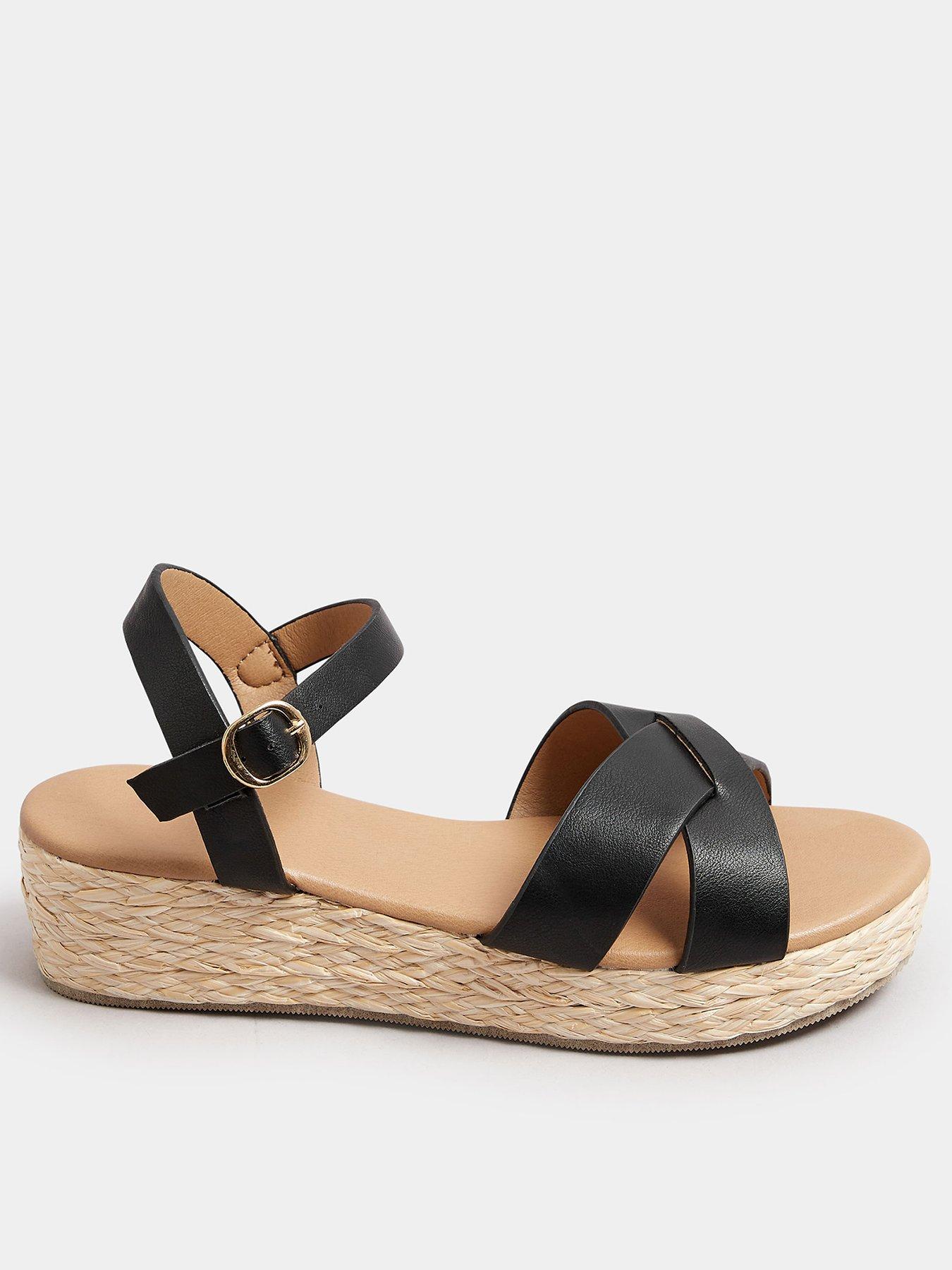 undefined Extra Wide Fit Cross Espadrille Wedge
