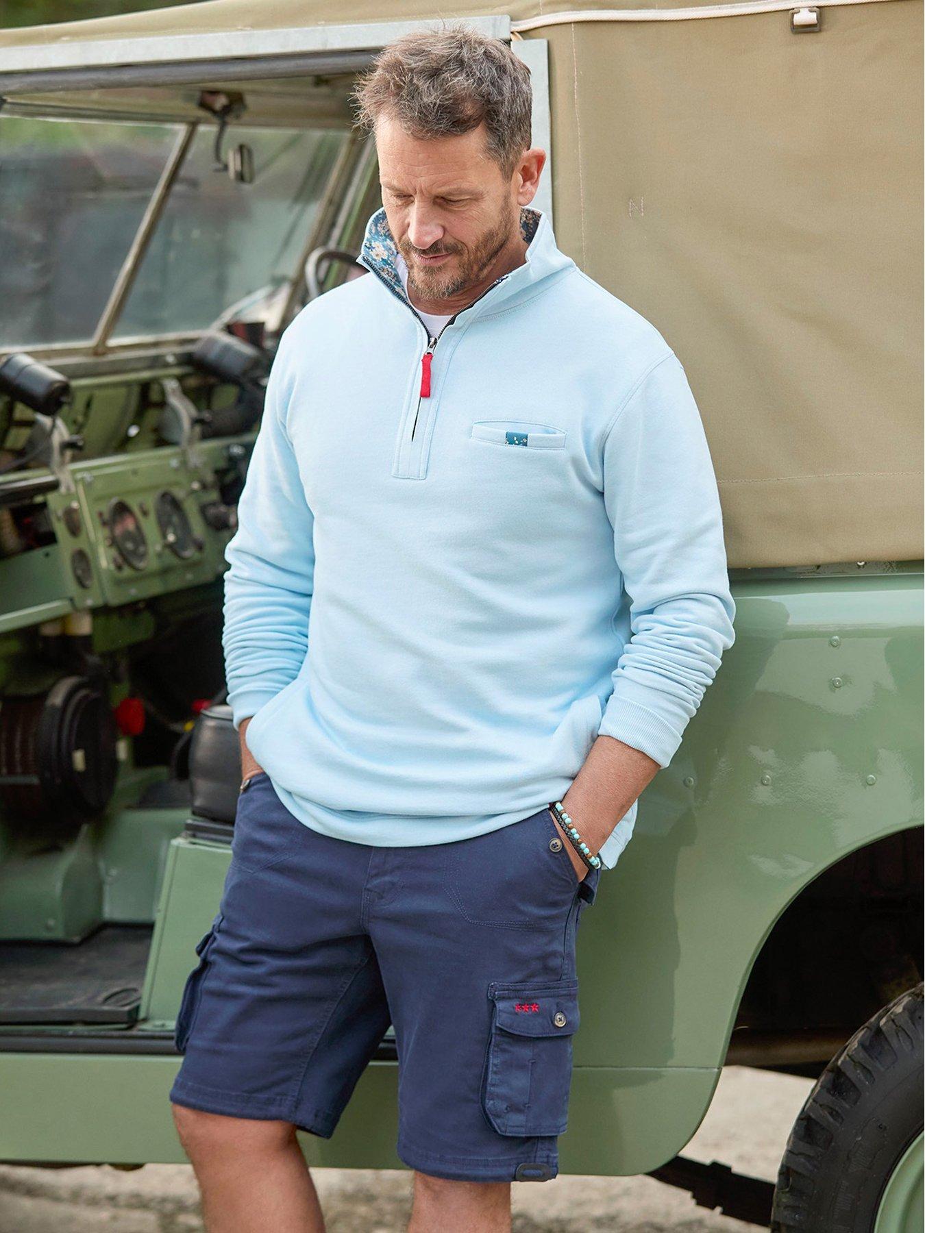  image of joe-browns-very-versatile-funnel-neck-quarter-zip-sweat-light-blue
