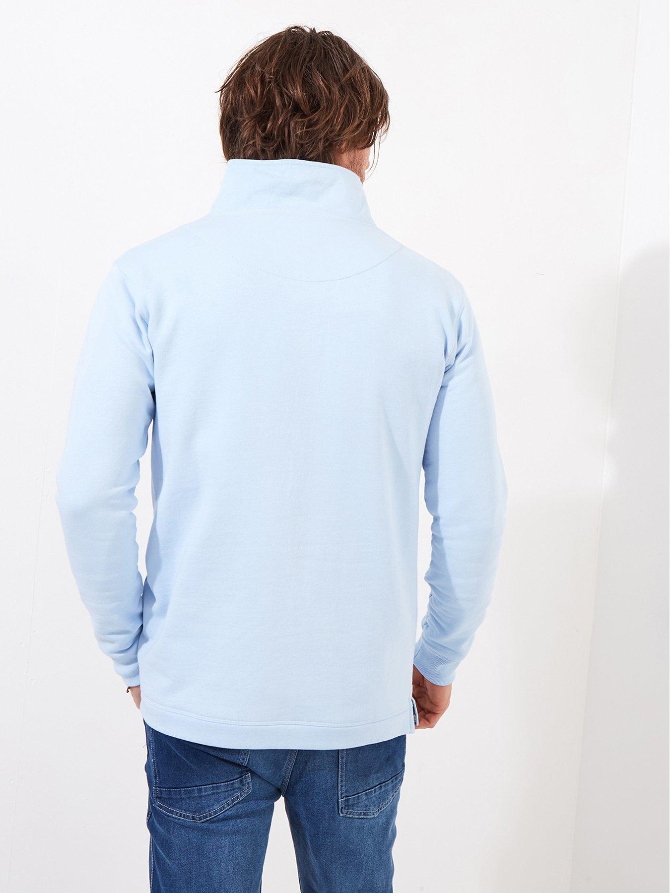  image of joe-browns-very-versatile-funnel-neck-quarter-zip-sweat-light-blue