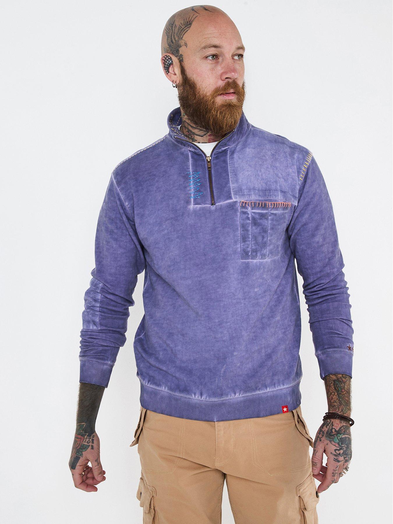 joe-browns-carefree-and-customised-funnel-neck-quarter-zip-sweat-top-purple