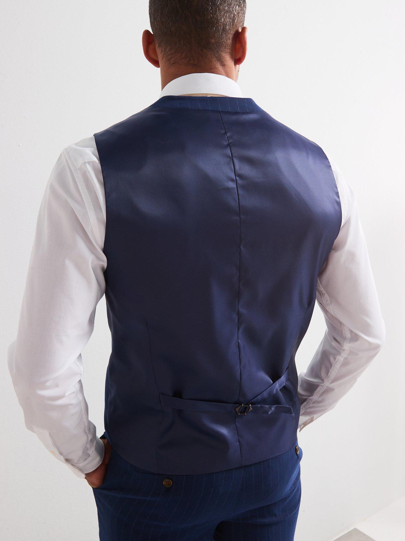 Image 2 of 6 of Skopes Wright Standard Fit Pinstripe Waistcoat - Navy