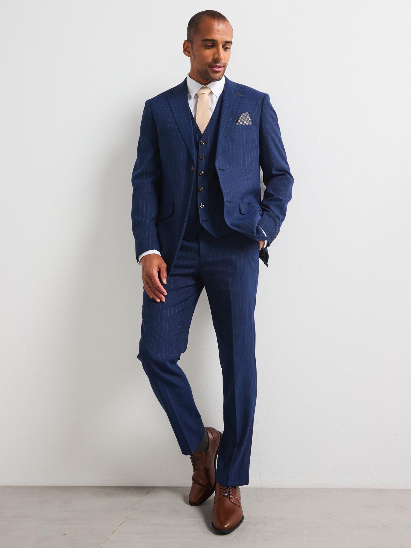 Image 3 of 6 of Skopes Wright Standard Fit Pinstripe Waistcoat - Navy