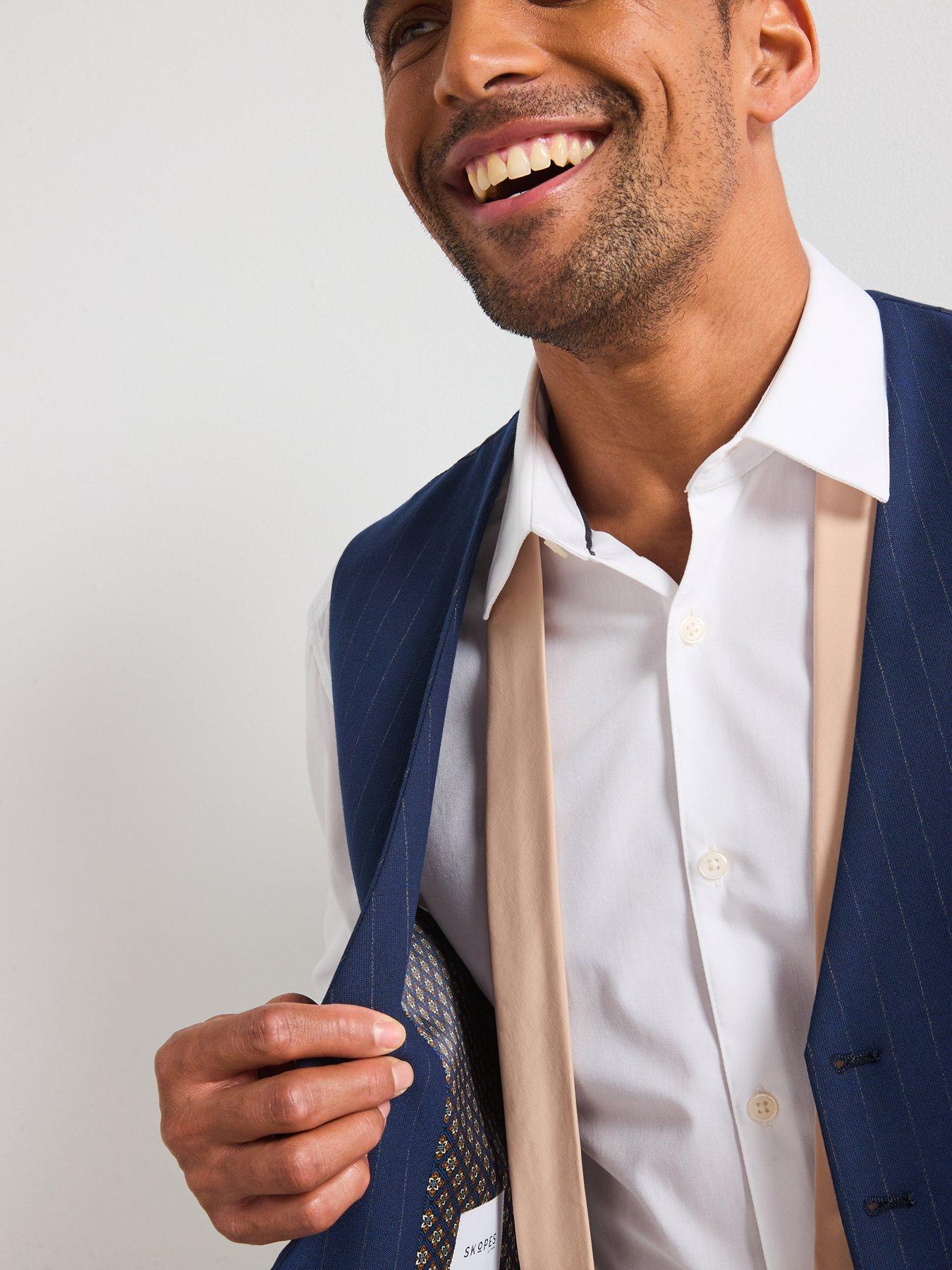Image 6 of 6 of Skopes Wright Standard Fit Pinstripe Waistcoat - Navy