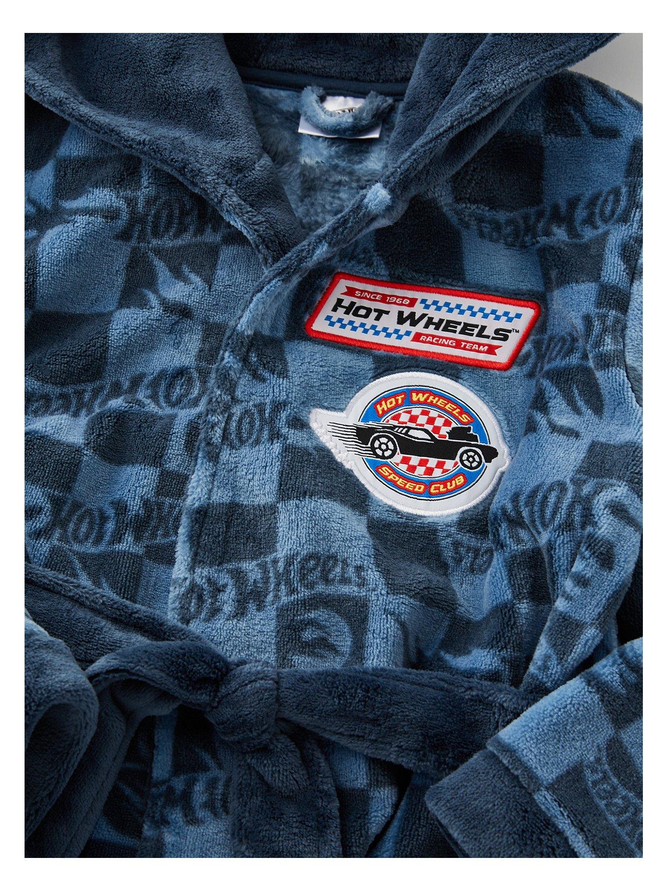  image of hot-wheels-3-piece-long-sleeve-pyjama-and-gown-set-navy