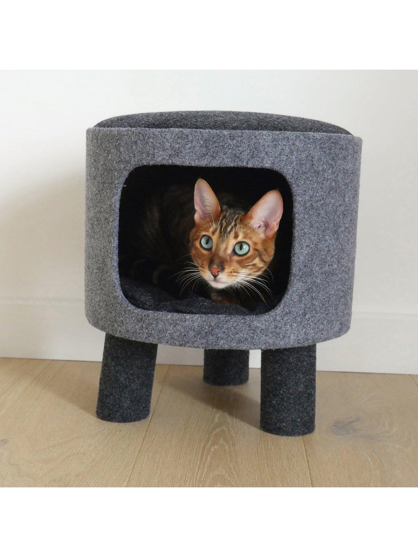  image of rosewood-charcoal-felt-cat-stool