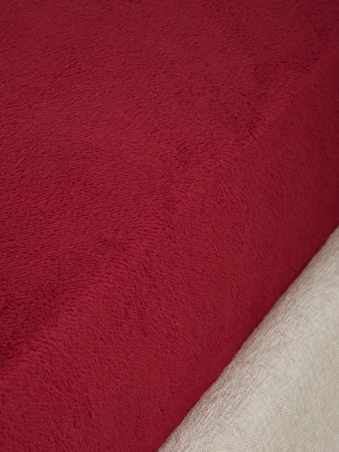  image of very-home-everyday-teddy-fleece-fitted-sheet-burgundy