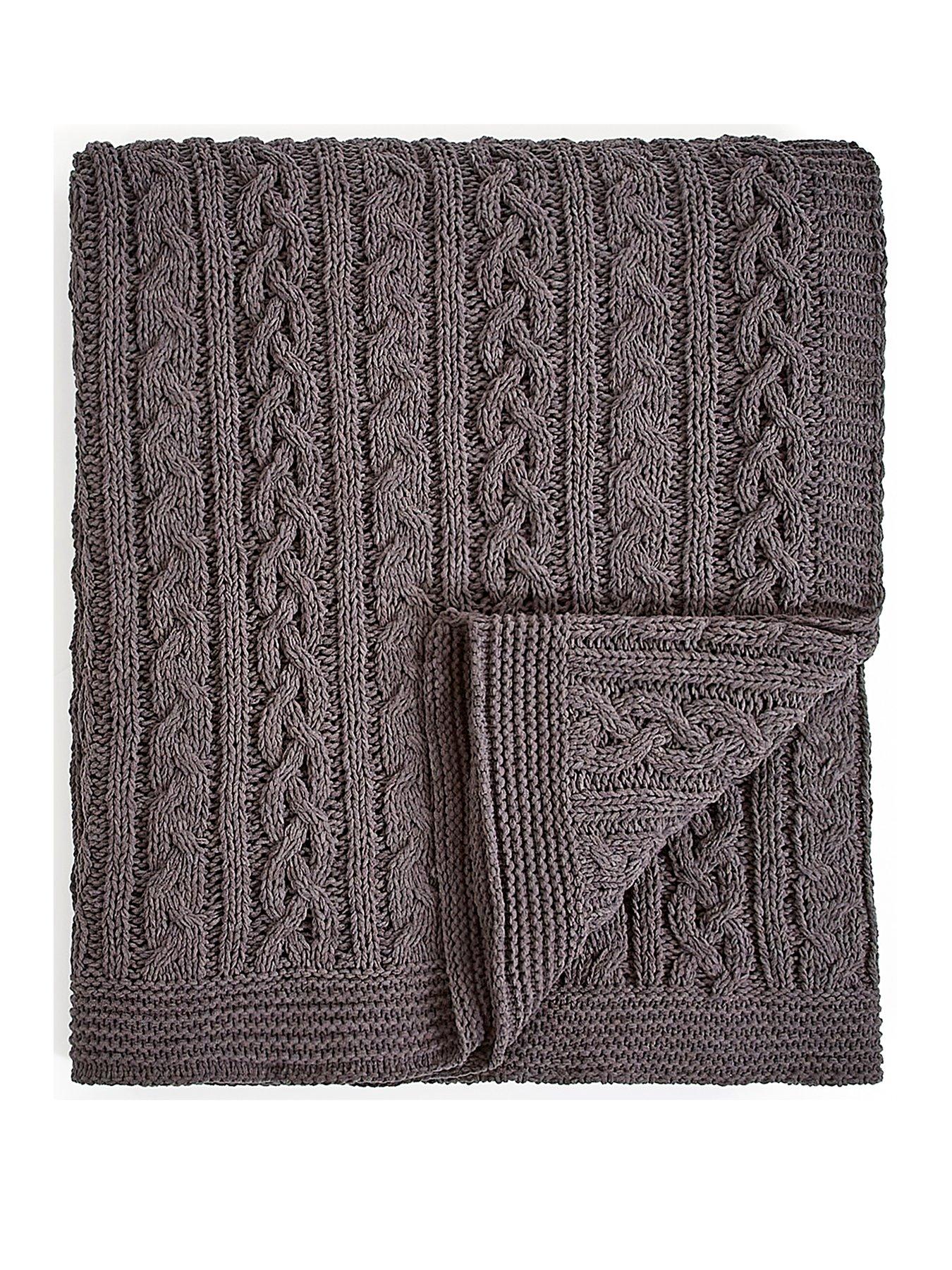 Image 2 of 3 of Very Home Chenille Cable Knit Blanket 150 x&nbsp;240&nbsp;cm - Charcoal