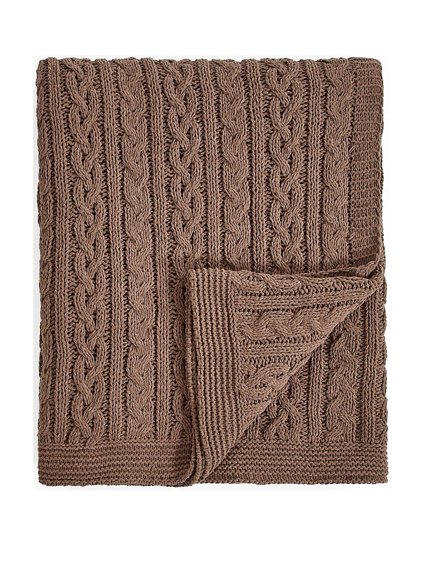 Image 2 of 3 of Very Home Chenille Cable Knit Blanket 150&nbsp;x 240 cm - Taupe