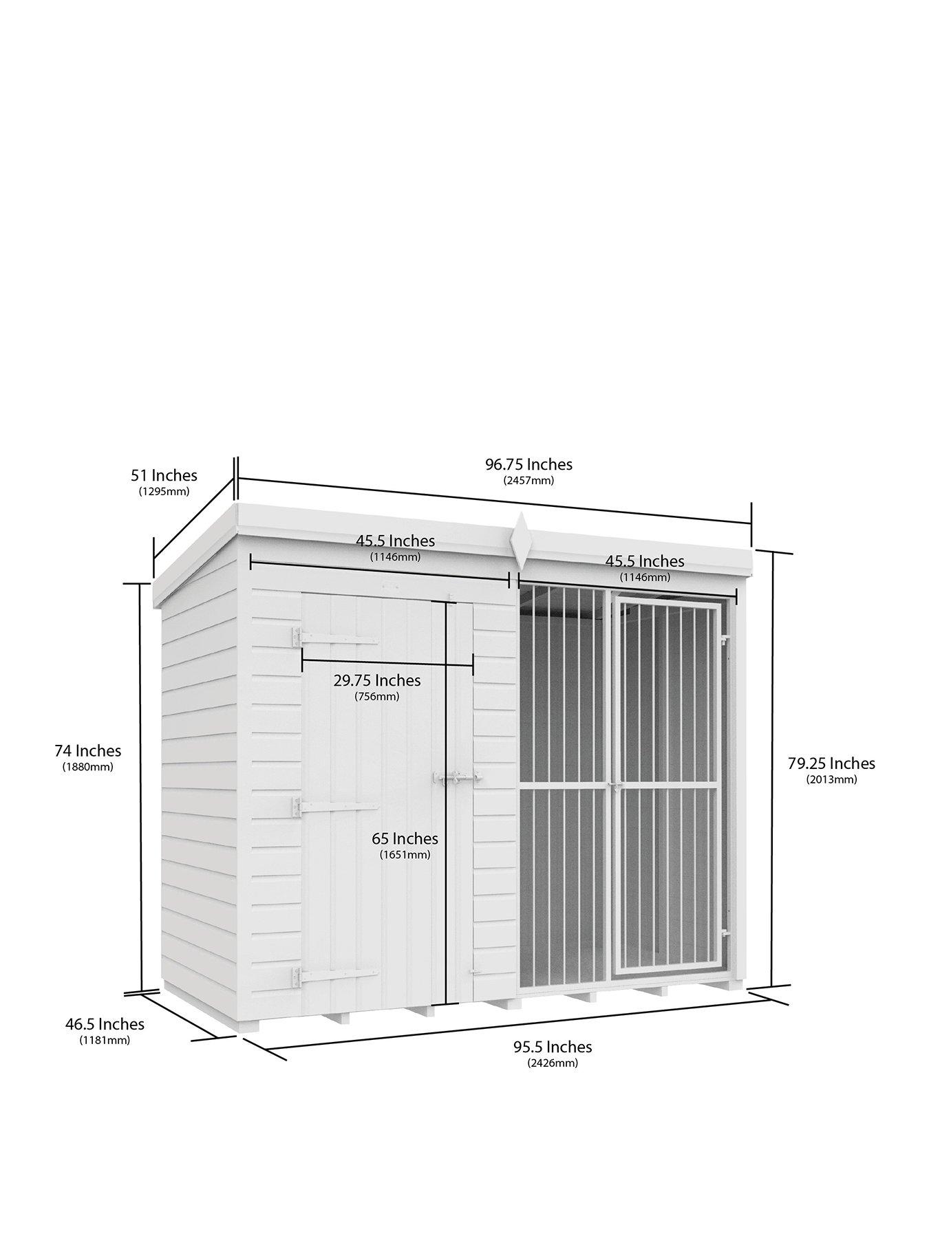  image of diy-sheds-8-x-4ft-dog-kennel-and-run-full-height-with-bars-shiplap-pressure-treated