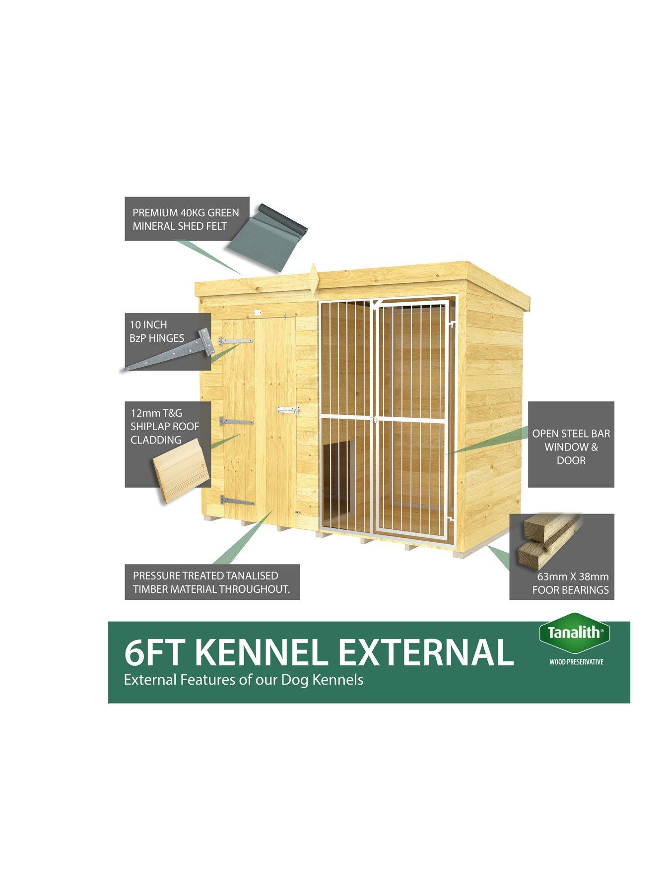  image of diy-sheds-8-x-4ft-dog-kennel-and-run-full-height-with-bars-shiplap-pressure-treated