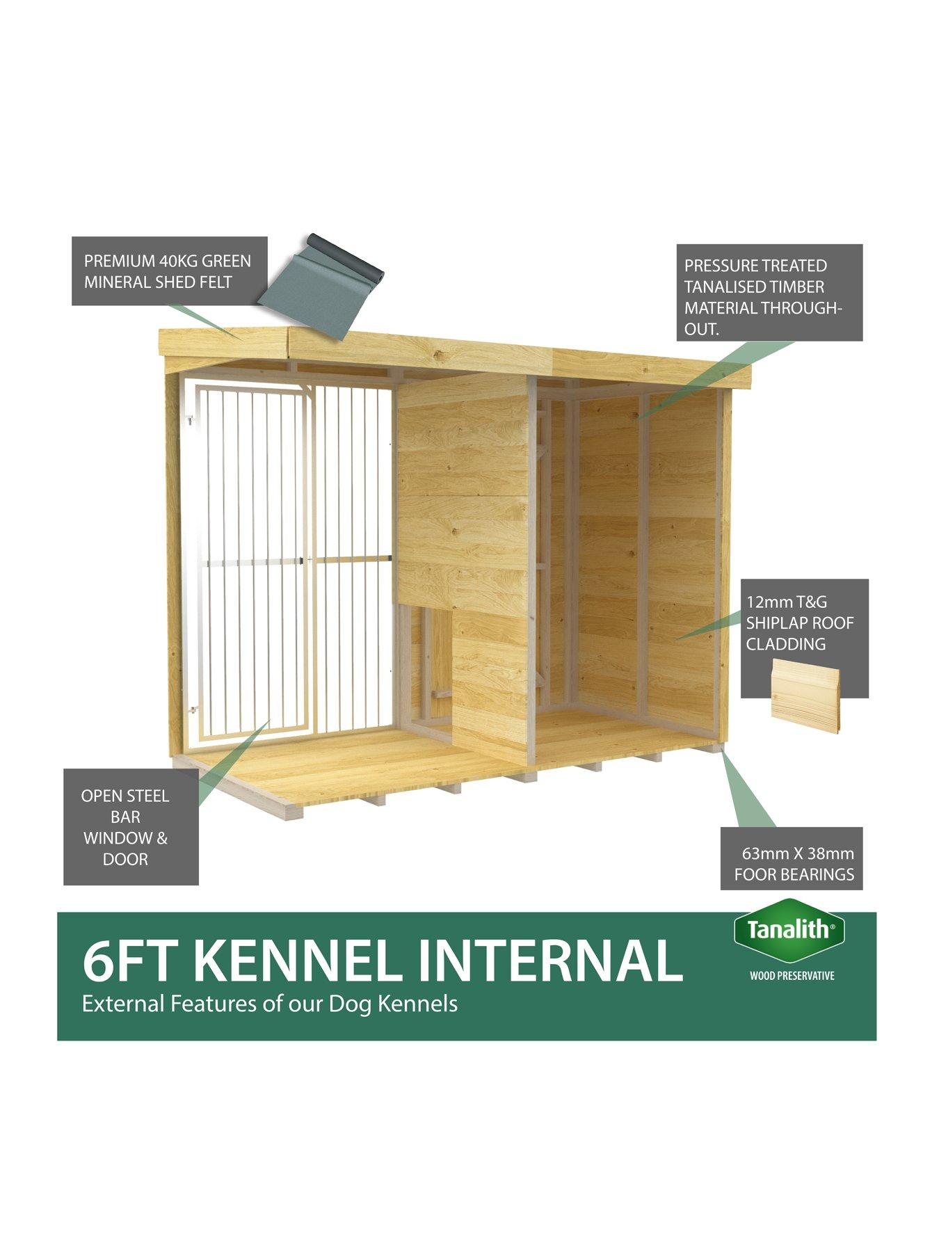  image of diy-sheds-8-x-4ft-dog-kennel-and-run-full-height-with-bars-shiplap-pressure-treated