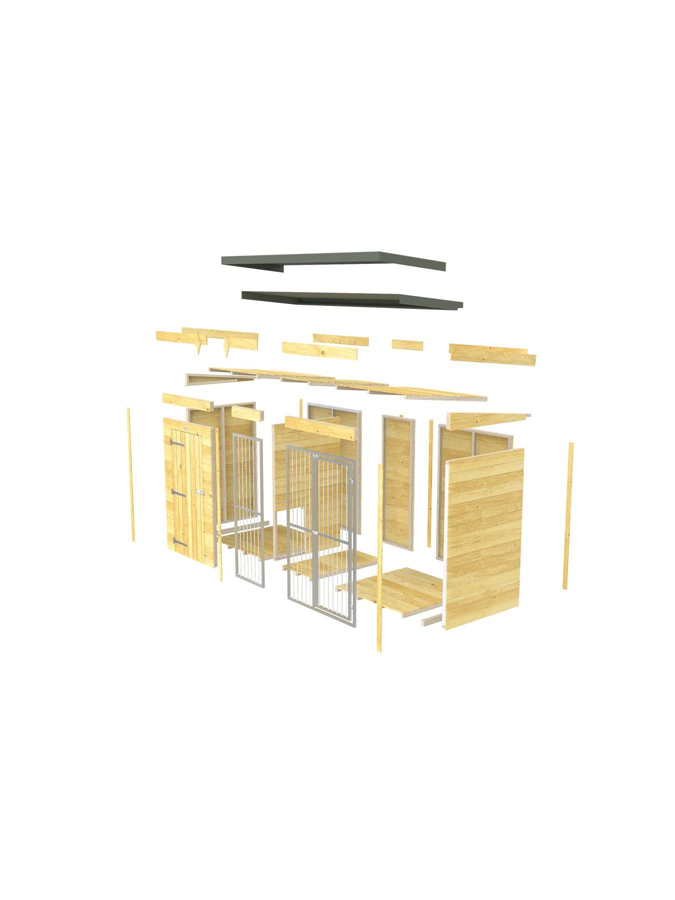  image of diy-sheds-8-x-4ft-dog-kennel-and-run-full-height-with-bars-shiplap-pressure-treated
