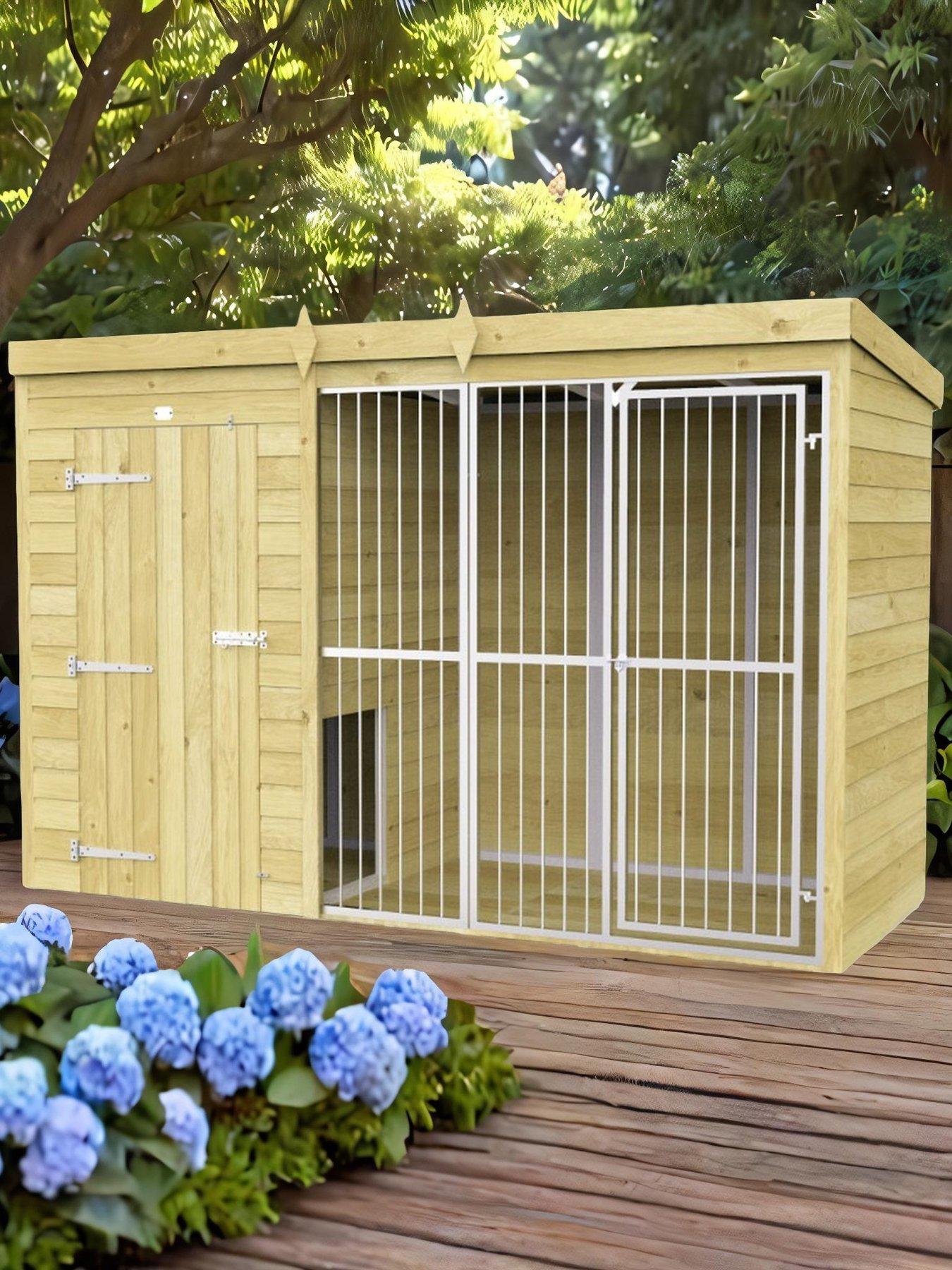 diy-sheds-10-x-4ft-dog-kennel-and-run-full-height-with-bars-shiplap-pressure-treated