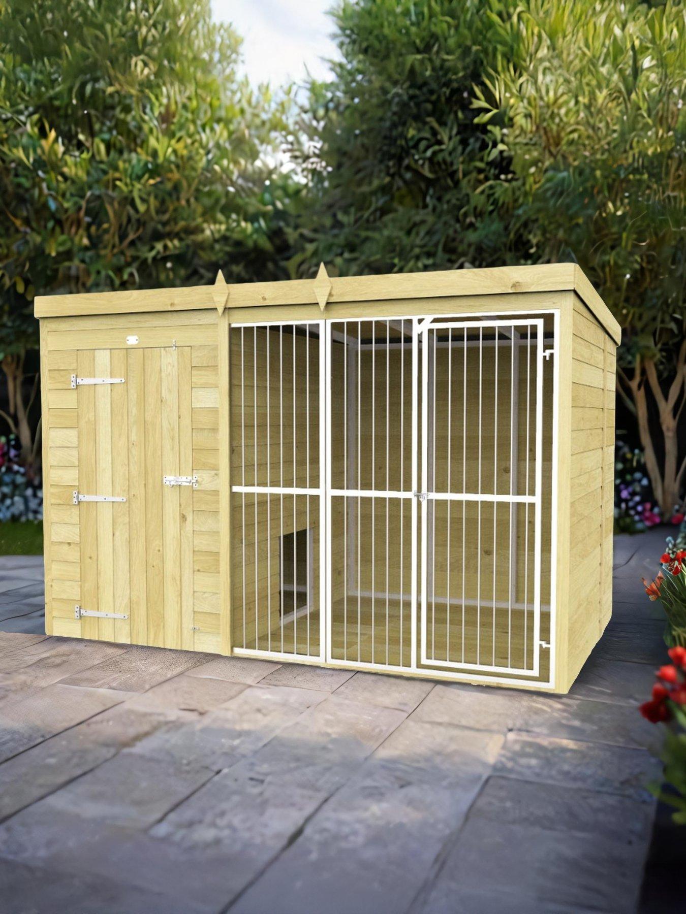 diy-sheds-10-x-6ft-dog-kennel-and-run-full-height-with-bars-shiplap-pressure-treated