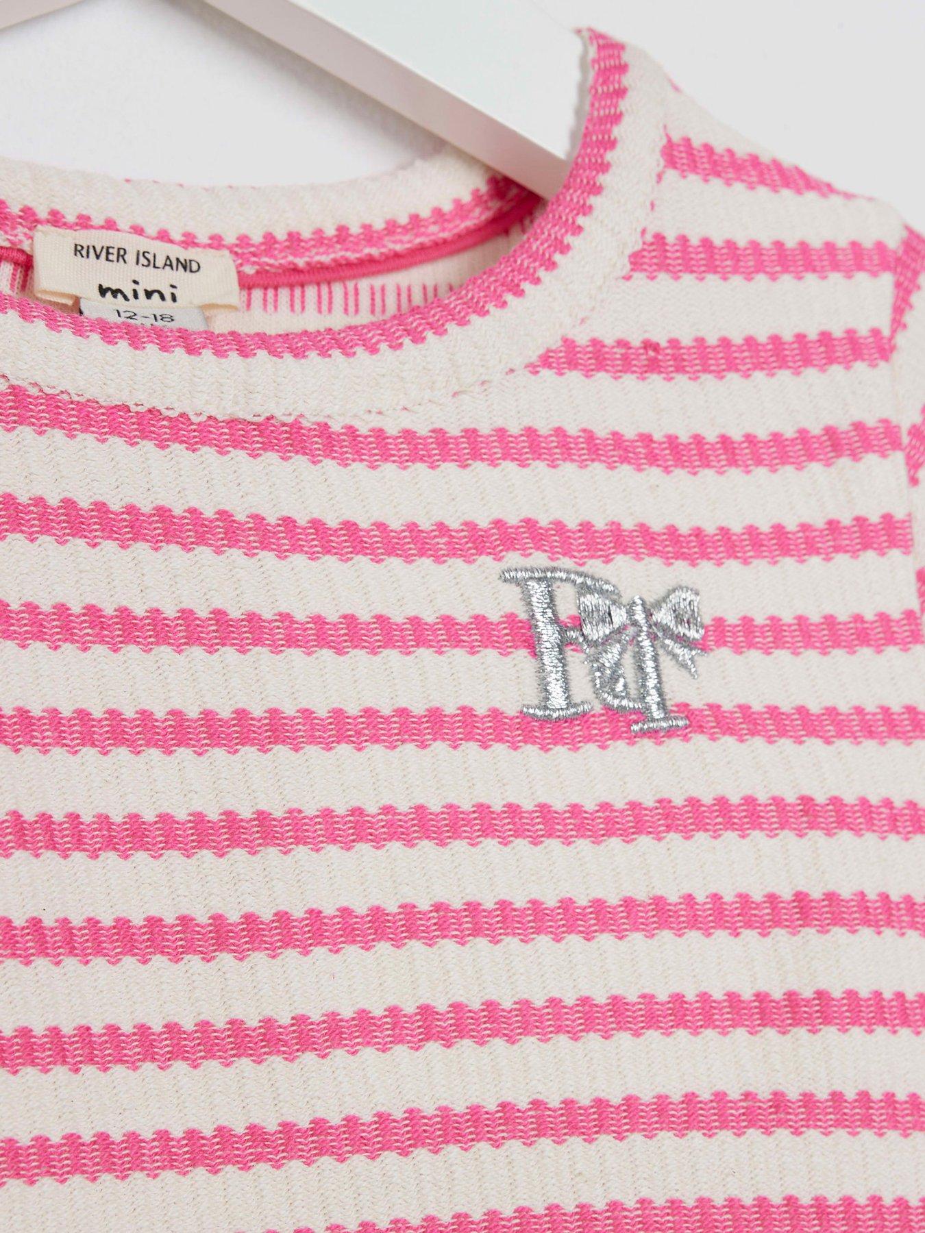  image of river-island-mini-girls-short-sleeve-stripe-set-pink